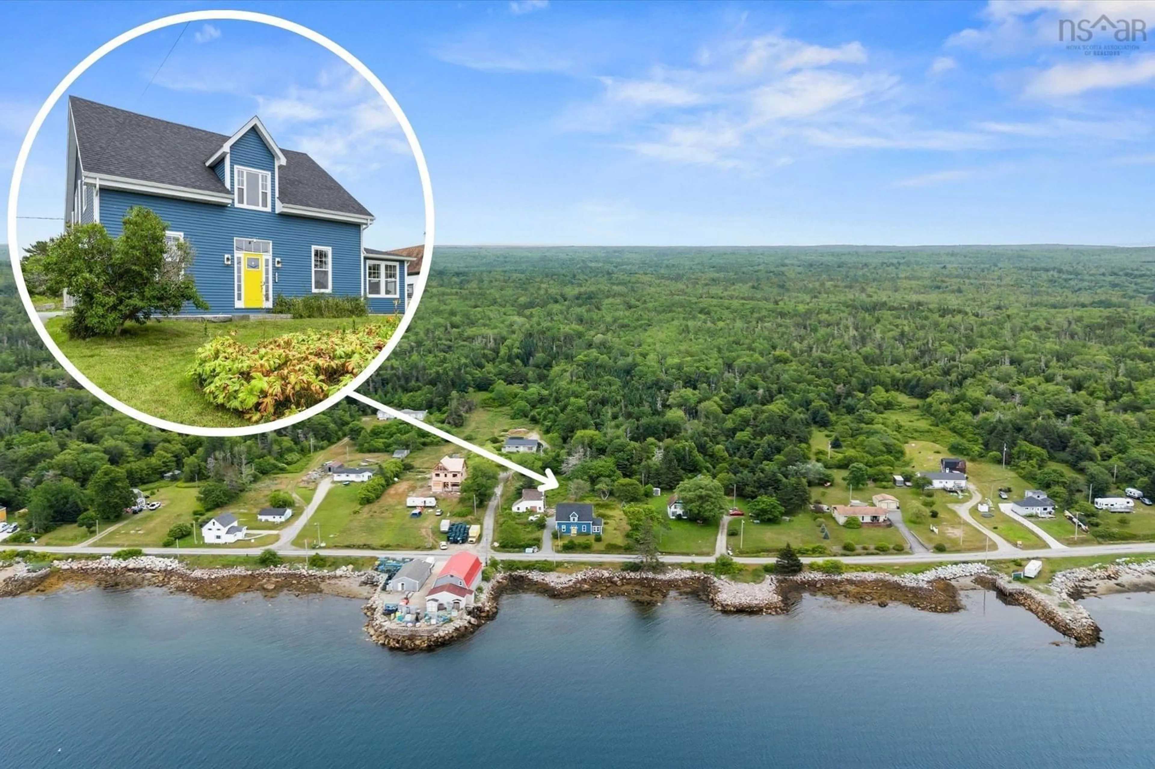 A pic from outside/outdoor area/front of a property/back of a property/a pic from drone, water/lake/river/ocean view for 1487 Sandy Point Rd, Sandy Point Nova Scotia B0T 1W0