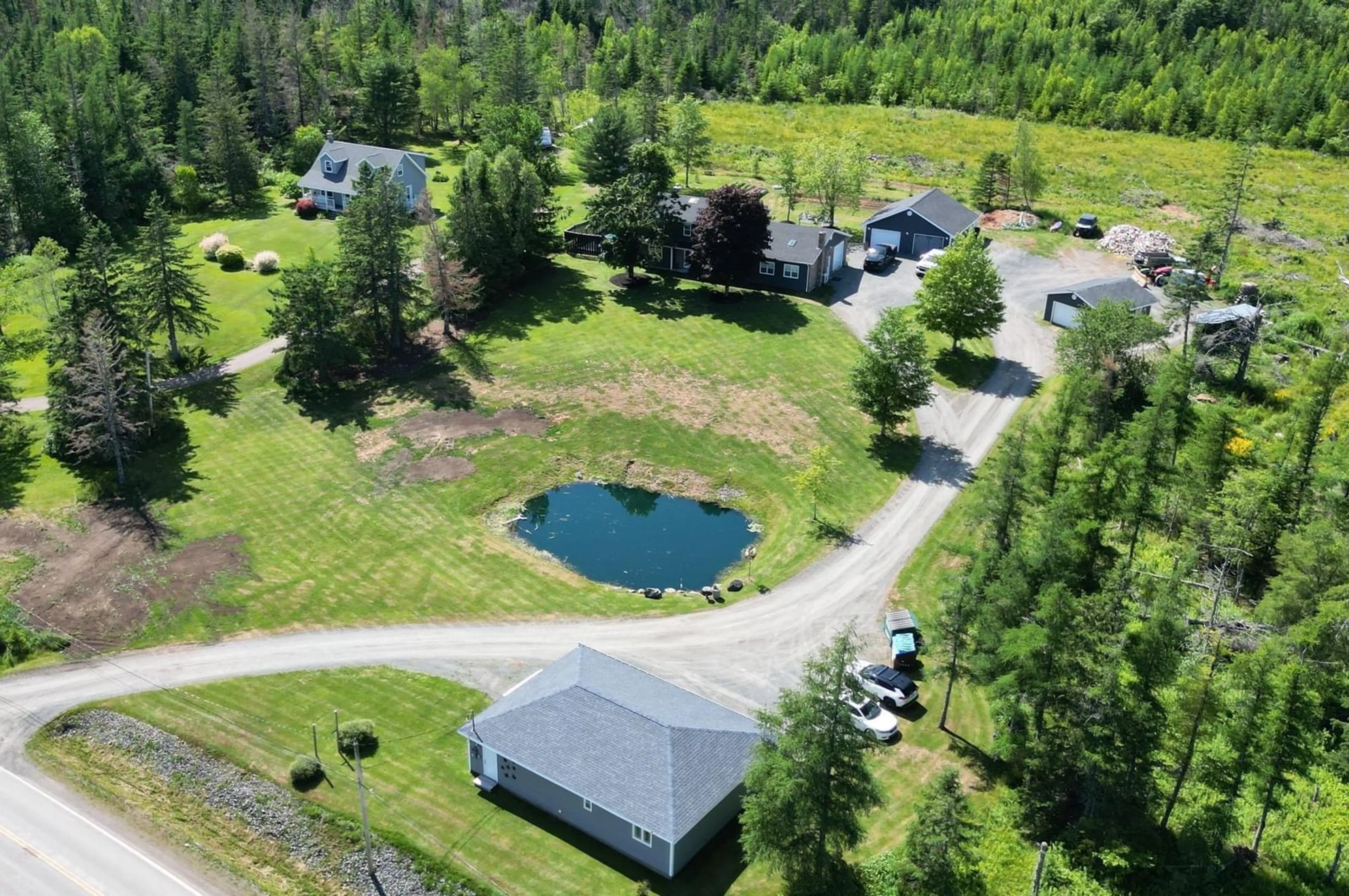 A pic from outside/outdoor area/front of a property/back of a property/a pic from drone, water/lake/river/ocean view for 1517 Pictou Rd, East Mountain Nova Scotia B6L 2N6