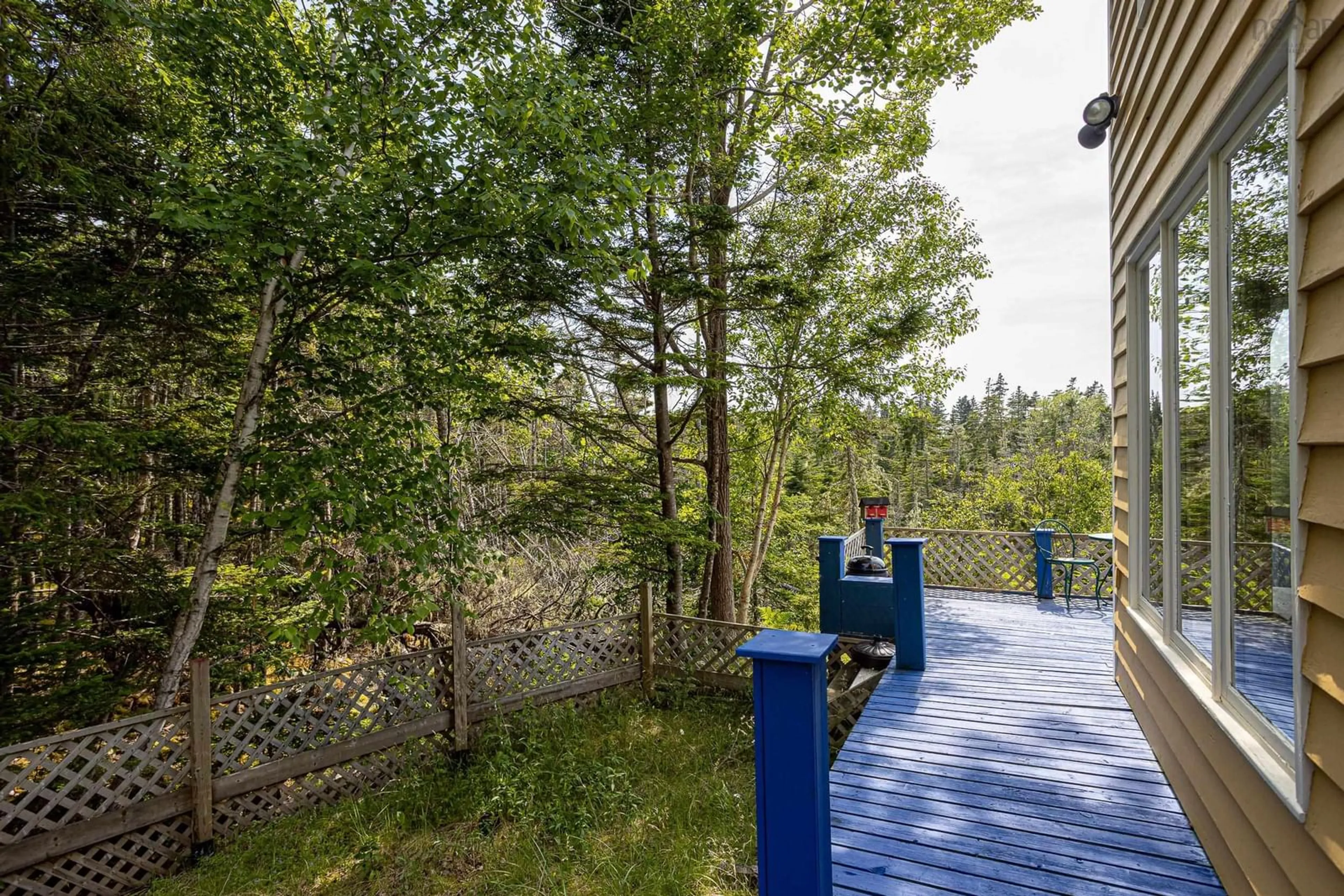 Patio, forest/trees view for 80 Paddy's Head Rd, Indian Harbour Nova Scotia B3Z 3N8