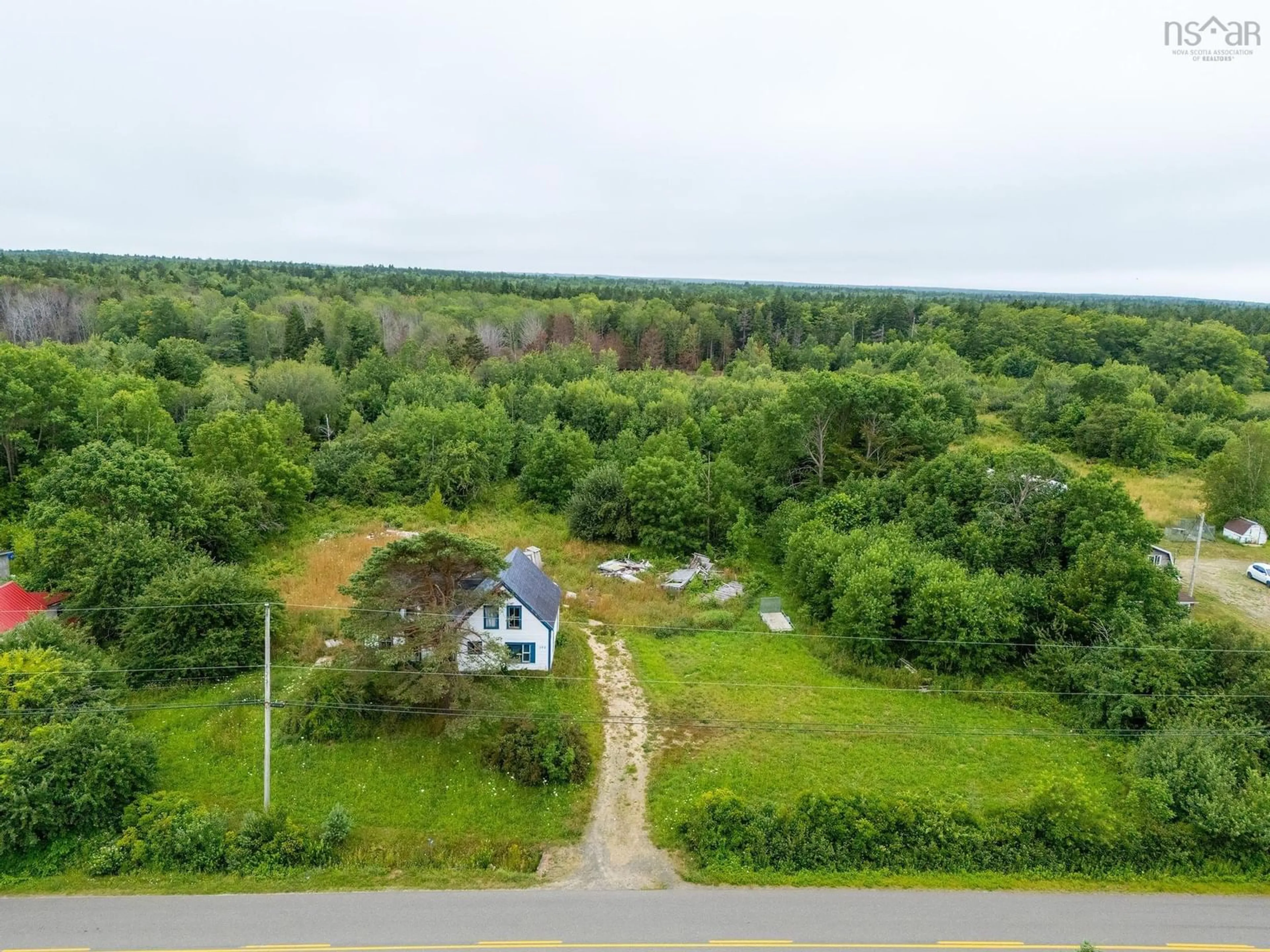 A pic from outside/outdoor area/front of a property/back of a property/a pic from drone, water/lake/river/ocean view for 362 French Rd, Plympton Nova Scotia B0W 2R0