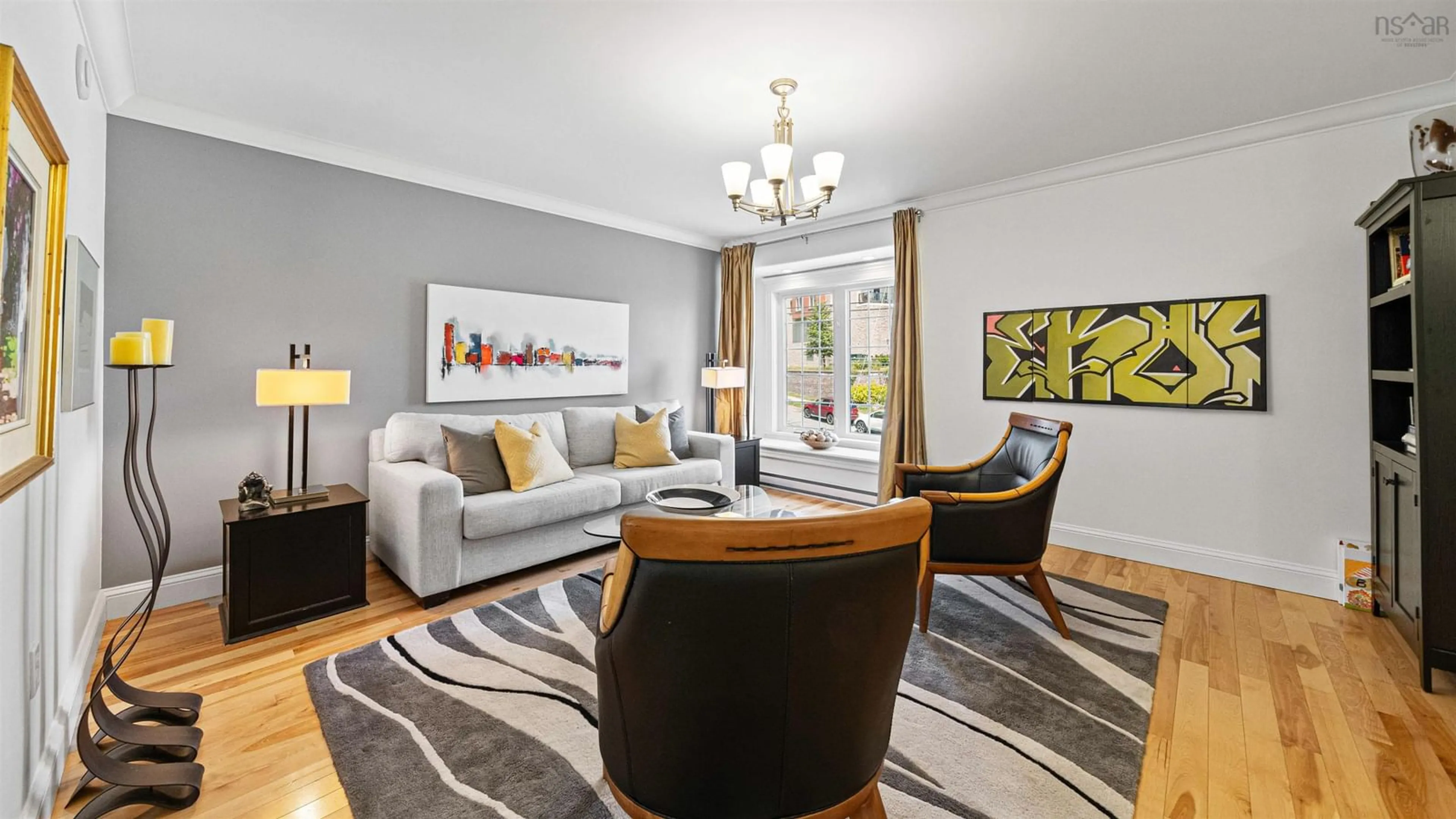 Living room with furniture, wood/laminate floor for 55 Bently Dr, Halifax Nova Scotia B3S 0C4