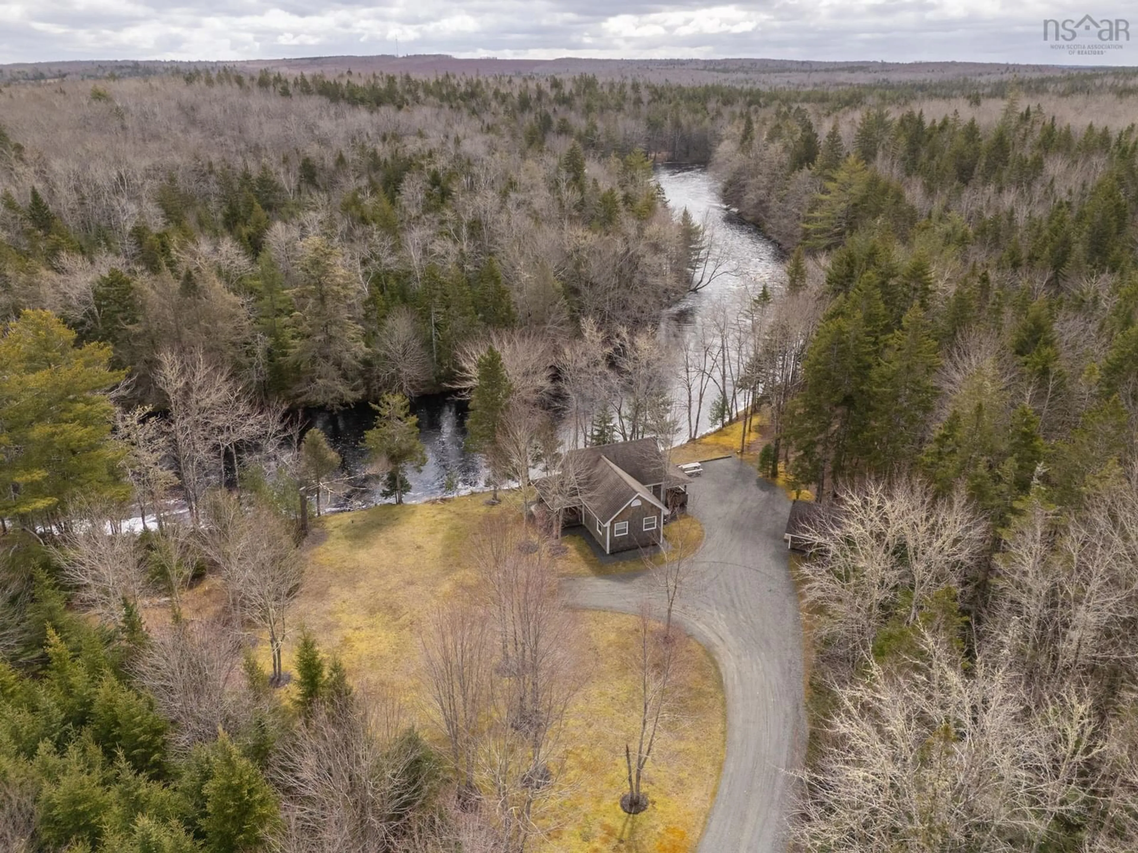 A pic from outside/outdoor area/front of a property/back of a property/a pic from drone, forest/trees view for 790 Depot Rd, East Kemptville Nova Scotia B5A 5P4