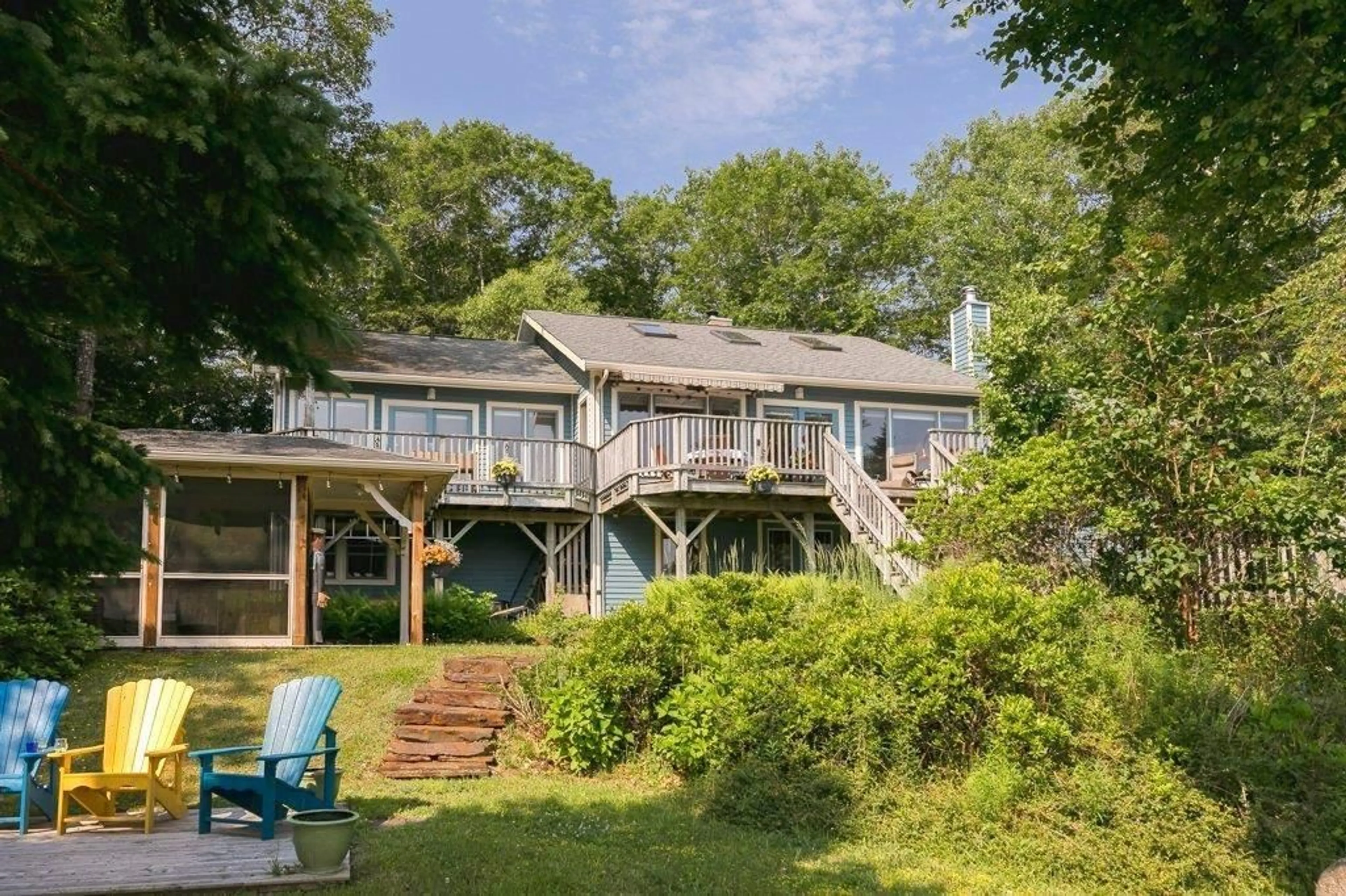 A pic from outside/outdoor area/front of a property/back of a property/a pic from drone, water/lake/river/ocean view for 405 Borgalds Point Rd, Chester Basin Nova Scotia B0J 1K0