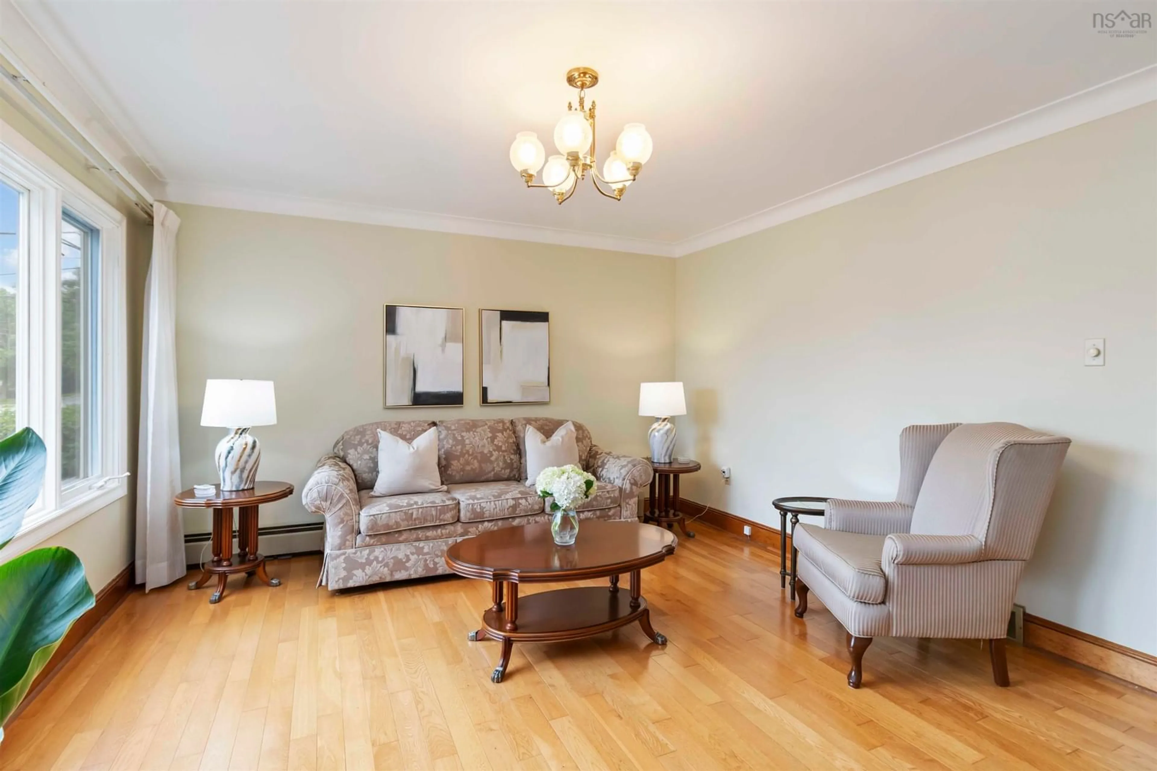 Living room with furniture, wood/laminate floor for 61 Convoy Ave, Halifax Nova Scotia B3N 2P7
