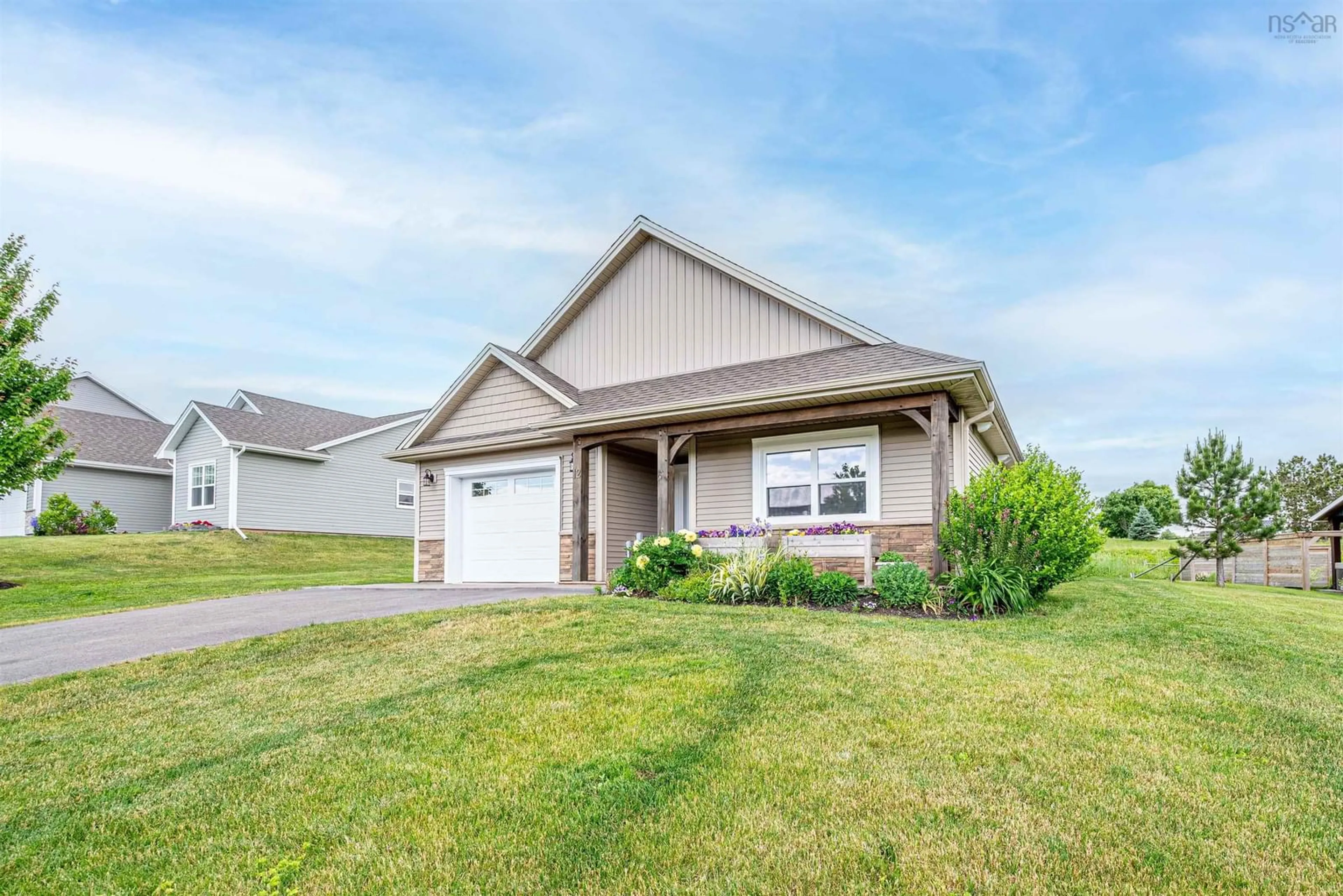 Home with vinyl exterior material, street for 12 Steeple View Dr, Port Williams Nova Scotia B0P 1T0