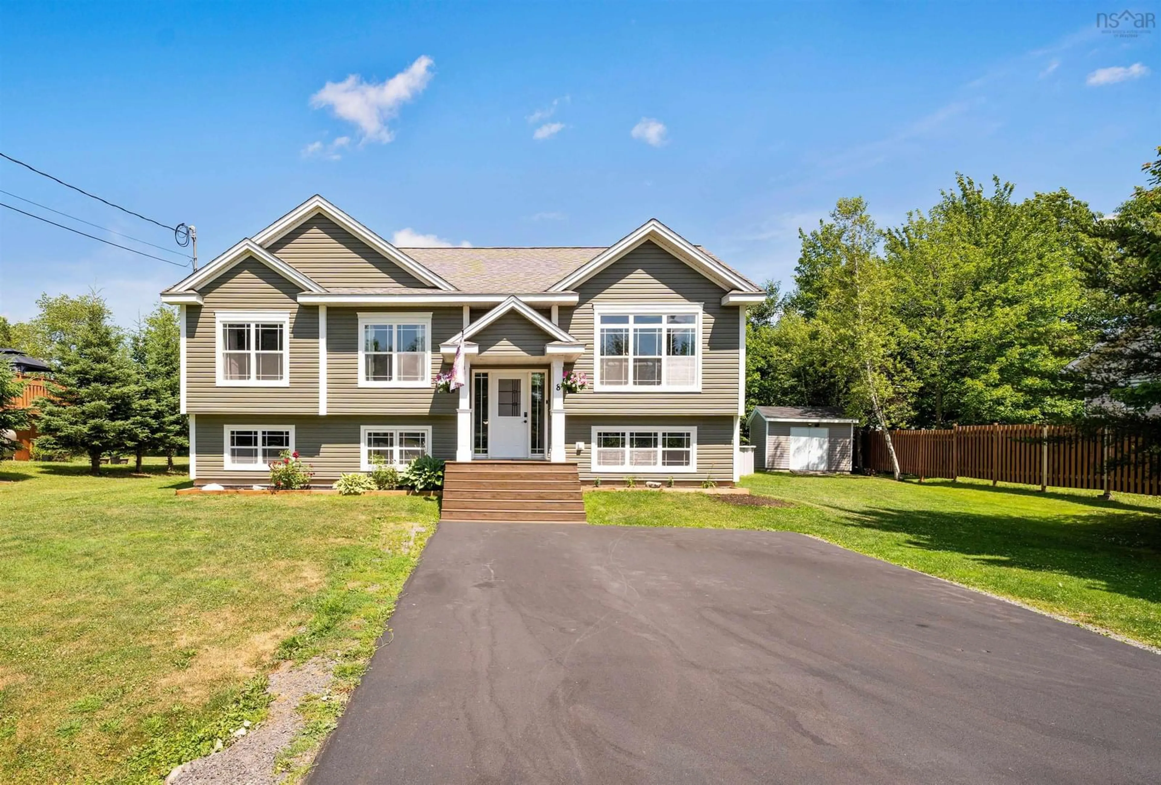 Home with vinyl exterior material, street for 8 Maple Cres, Mount William Nova Scotia B2H 5C6