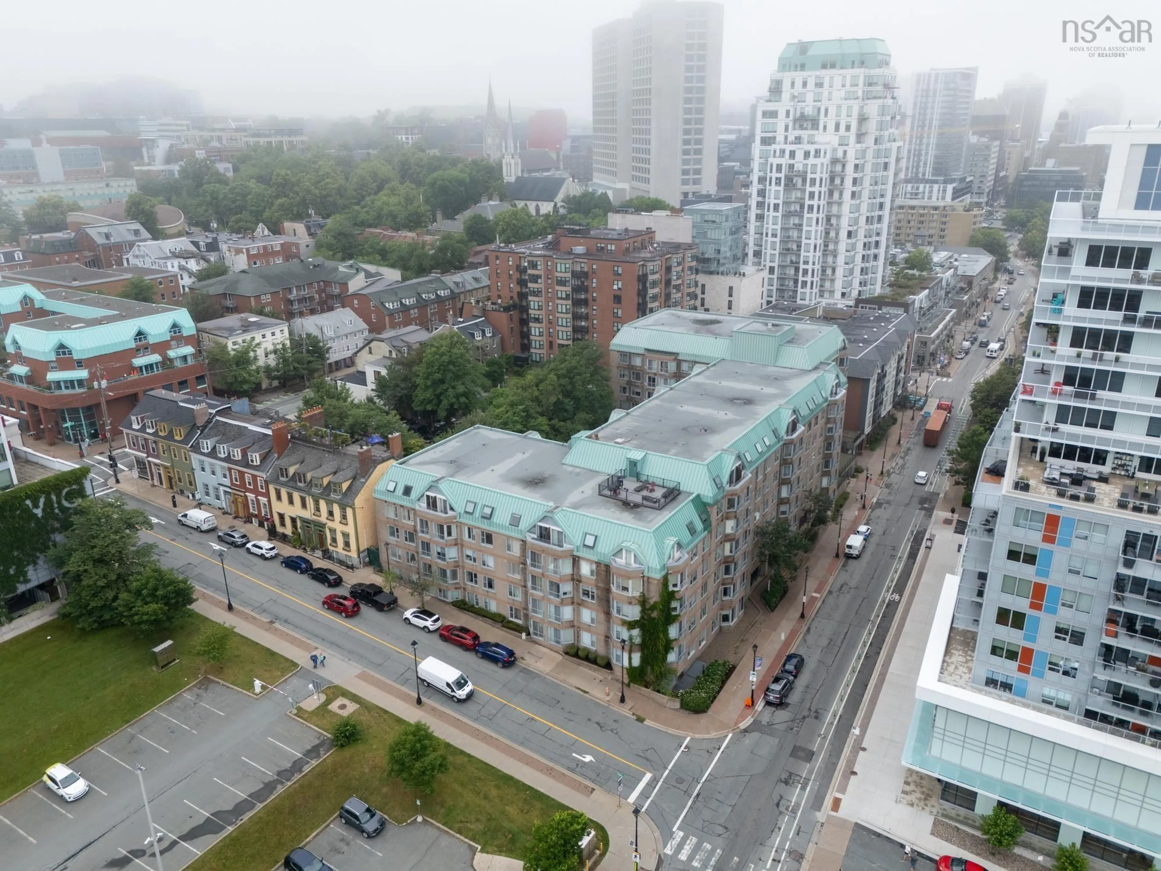 A pic from outside/outdoor area/front of a property/back of a property/a pic from drone, city buildings view from balcony for 1326 Lower Water St #513, Halifax Nova Scotia B3J 3R3