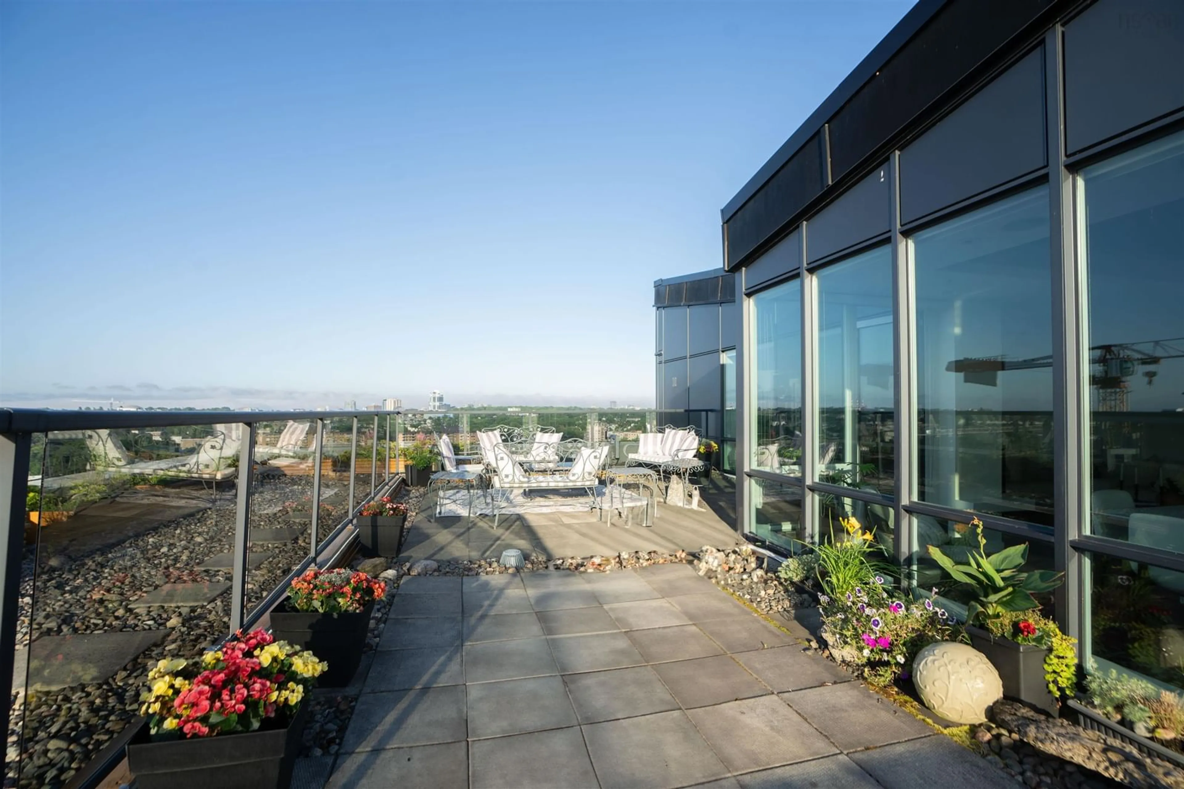 Patio, city buildings view from balcony for 3471 Dutch Village Rd #1401, Halifax Nova Scotia B3N 0C7