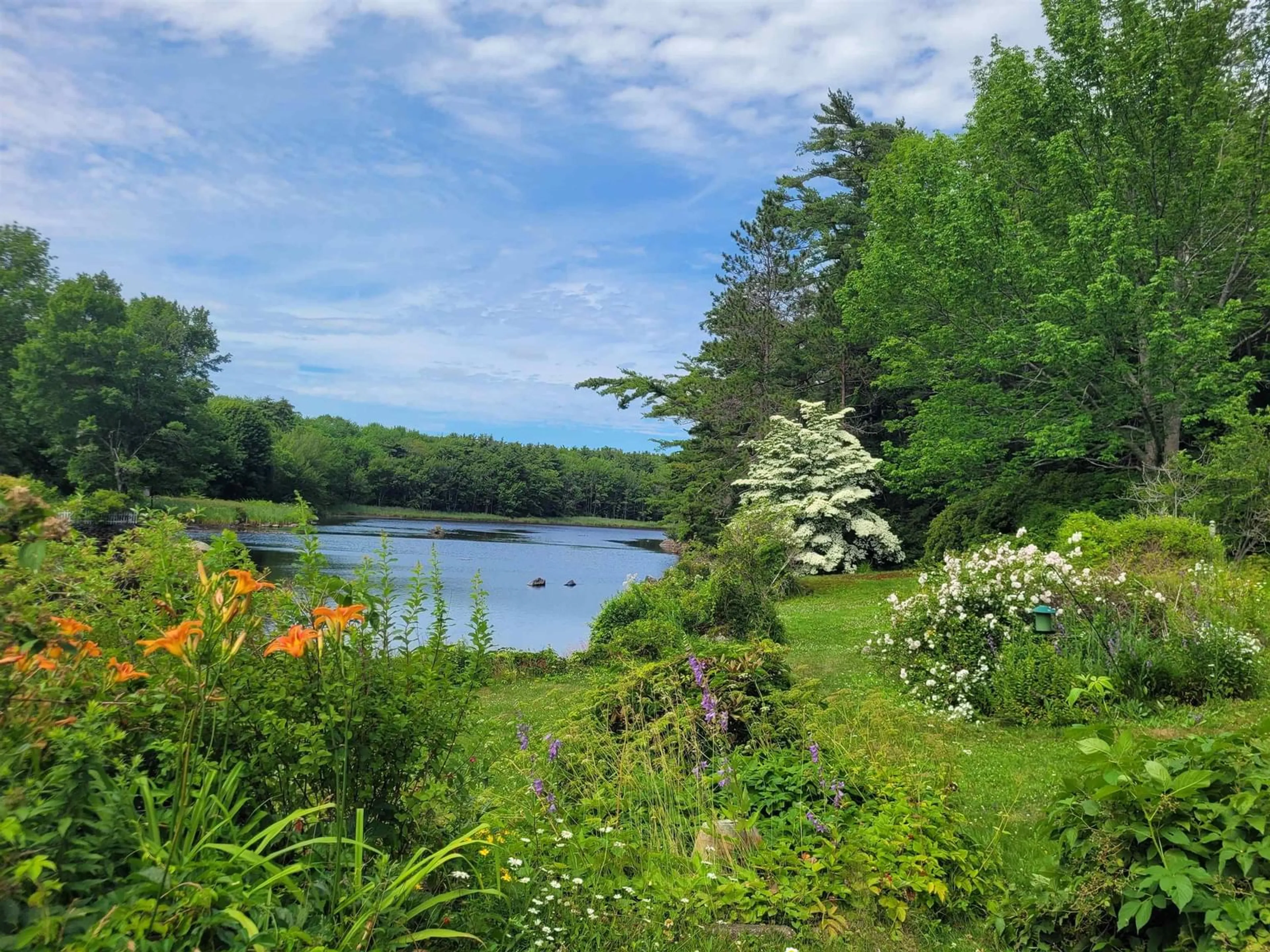 A pic from outside/outdoor area/front of a property/back of a property/a pic from drone, water/lake/river/ocean view for 221 Highway 8, Milton Nova Scotia B0T 1P0