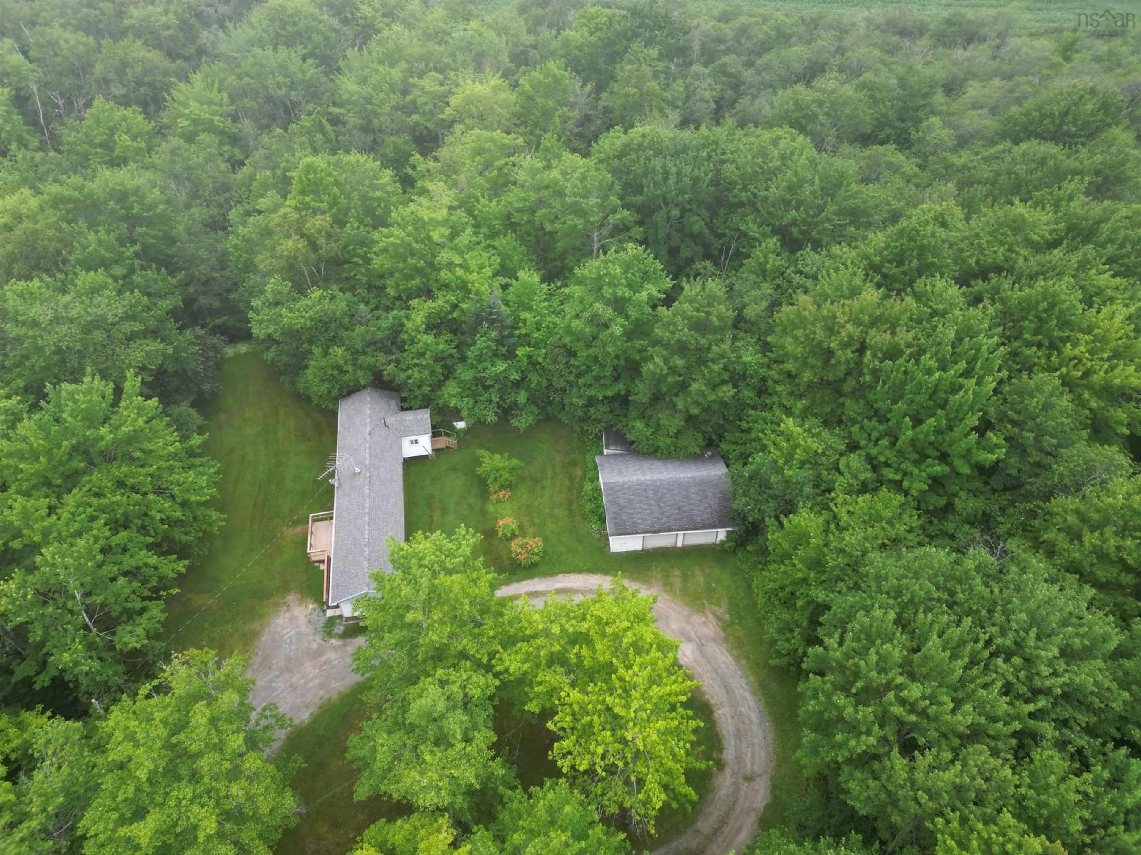 A pic from outside/outdoor area/front of a property/back of a property/a pic from drone, forest/trees view for 7693 Highway 14, Hardwood Lands Nova Scotia B0N 1Y0