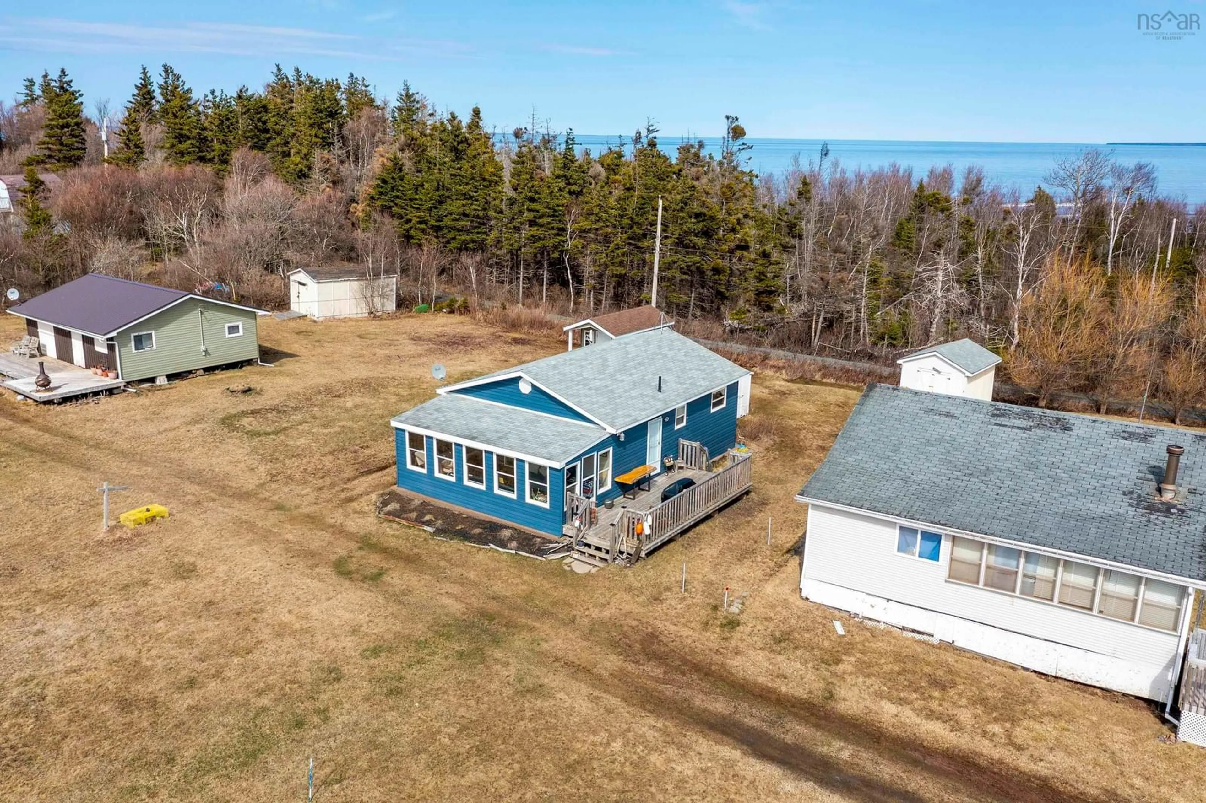 A pic from outside/outdoor area/front of a property/back of a property/a pic from drone, water/lake/river/ocean view for 46 Sunset Dr, Caribou Island Nova Scotia B0K 1H0