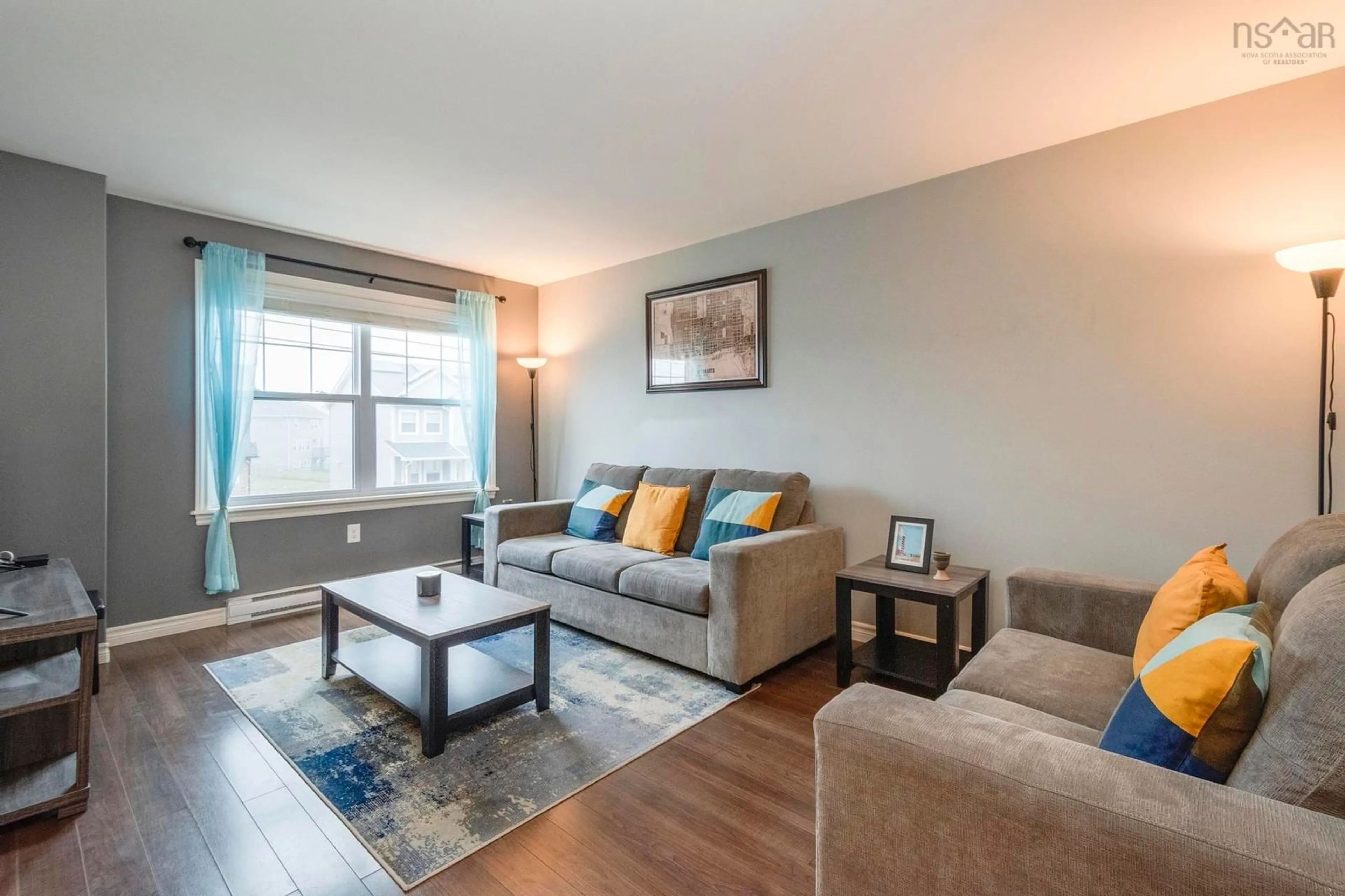Living room with furniture, wood/laminate floor for 180 Alabaster Way, Halifax Nova Scotia B3P 0E6