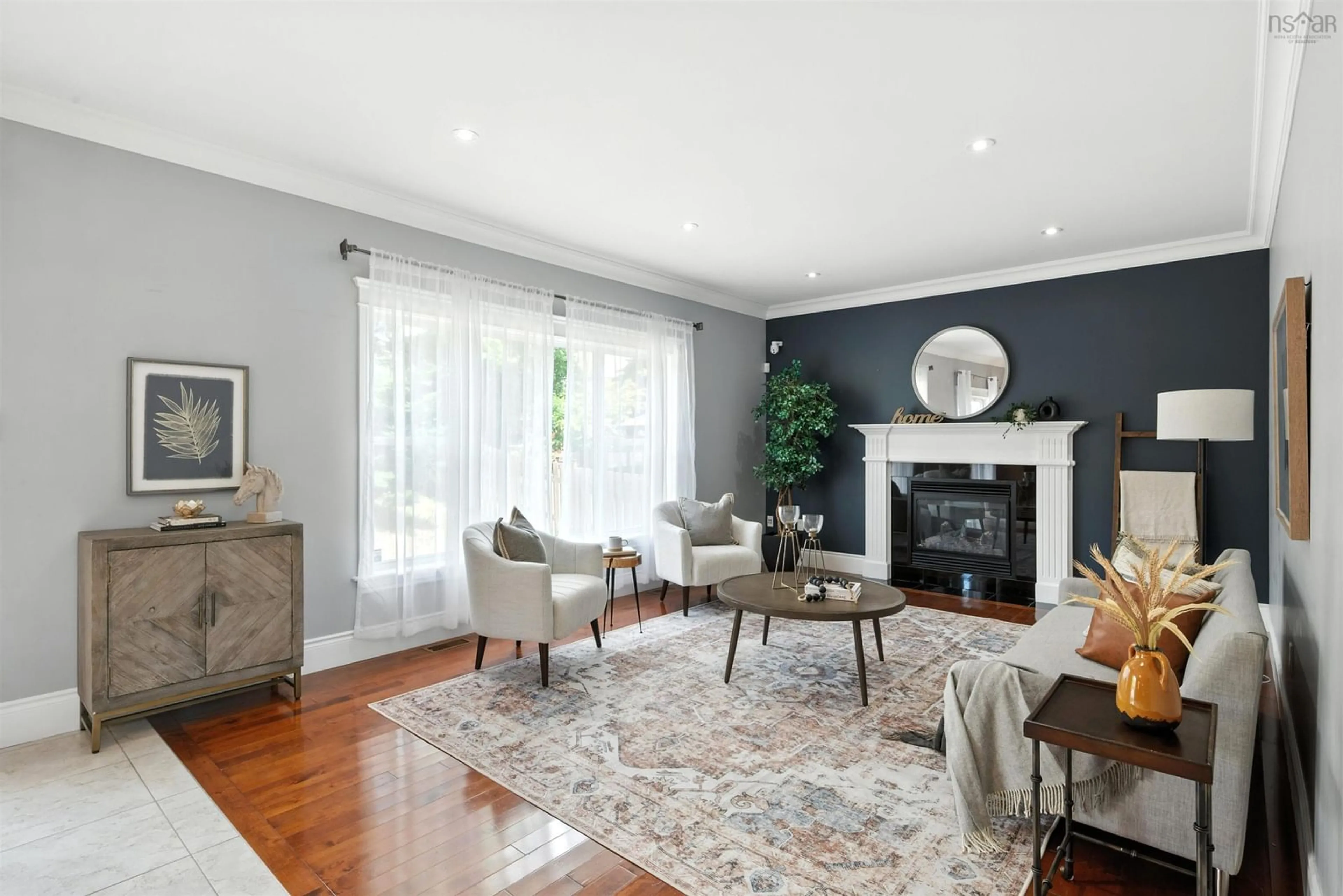 Living room with furniture, wood/laminate floor for 426 Southgate Dr, Bedford Nova Scotia B4A 4L8