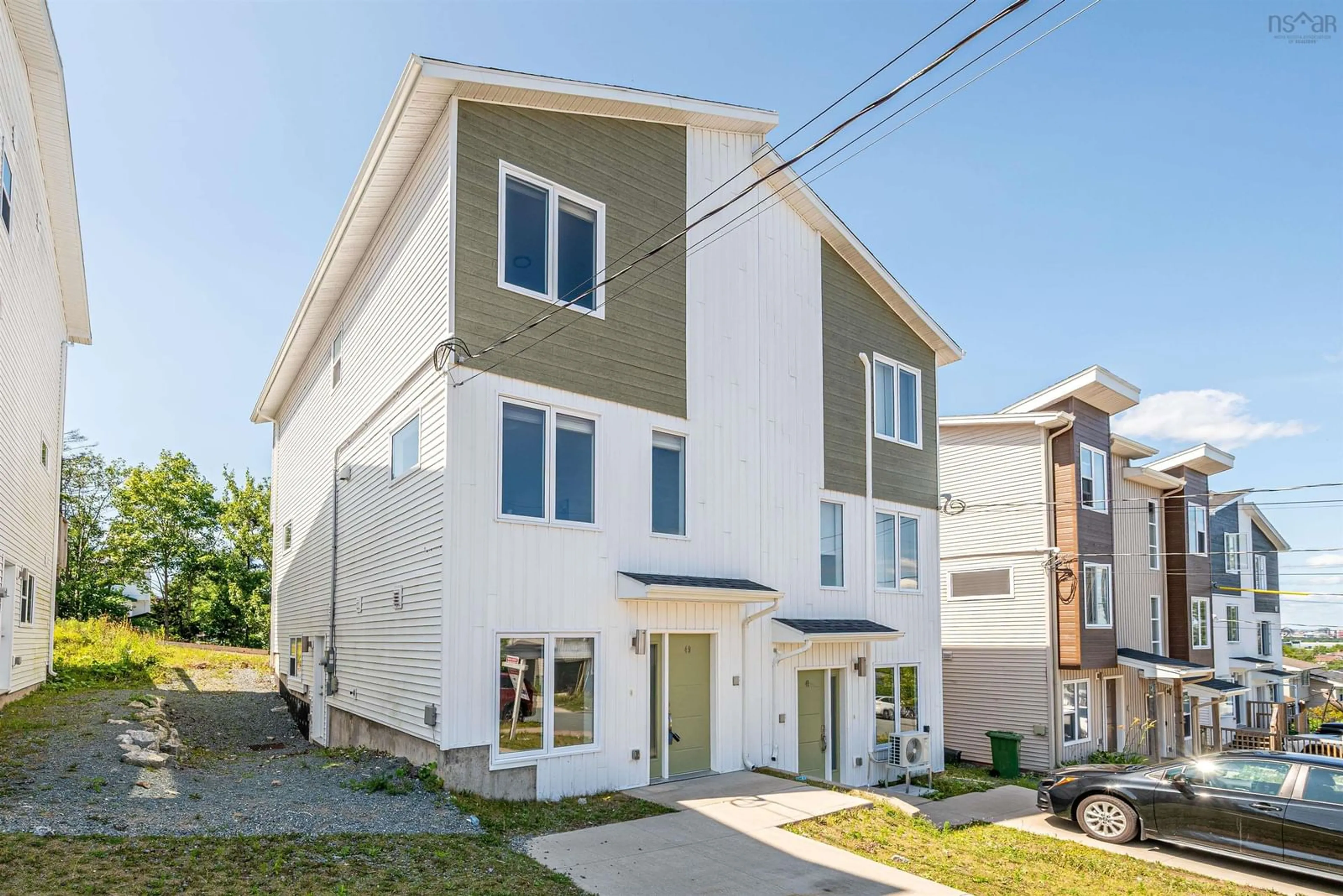 Home with vinyl exterior material, street for 49 Hilden Dr, Spryfield Nova Scotia B3R 0E4