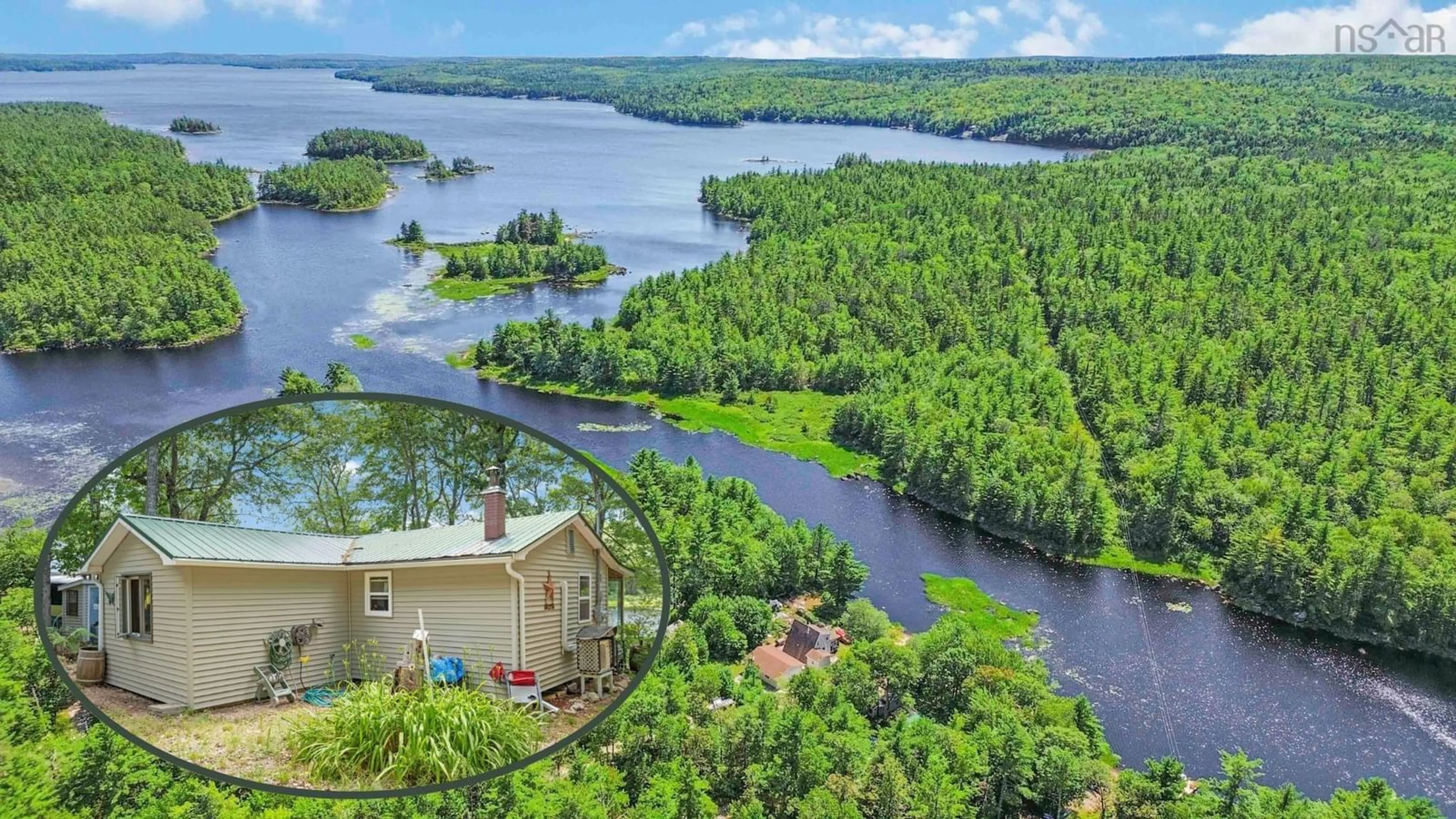 A pic from outside/outdoor area/front of a property/back of a property/a pic from drone, water/lake/river/ocean view for 51 Beaver Bank Dr, Forties Nova Scotia B0J 2M0