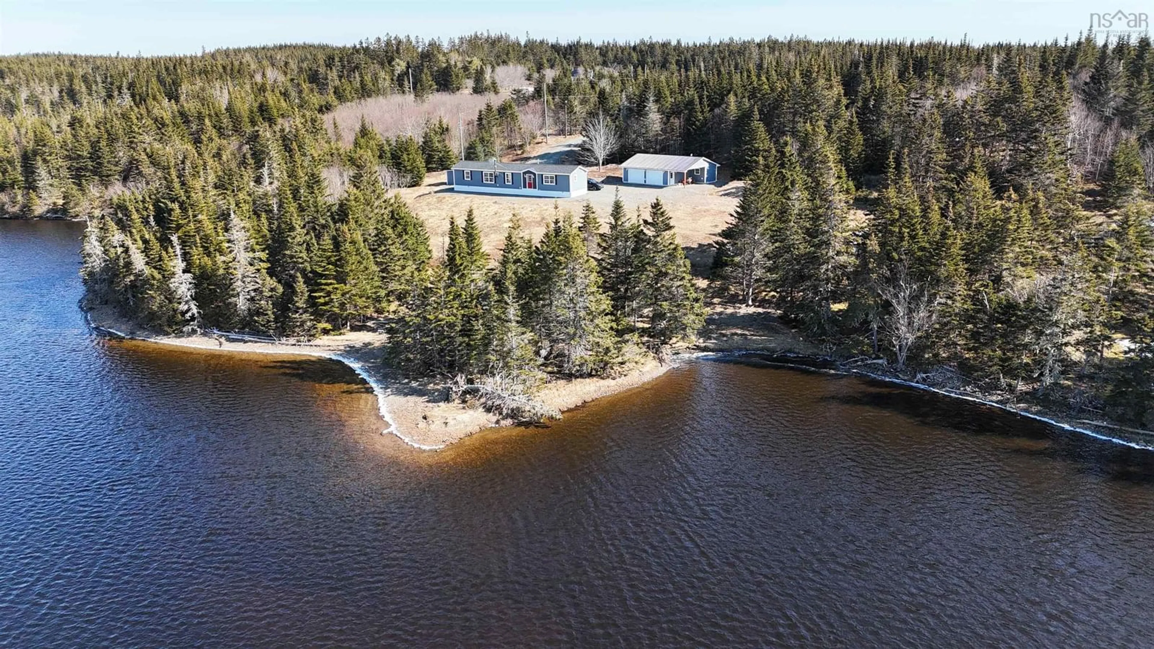 A pic from outside/outdoor area/front of a property/back of a property/a pic from drone, water/lake/river/ocean view for 290 Eastside Grand River, Grand River Nova Scotia B0E 1M0