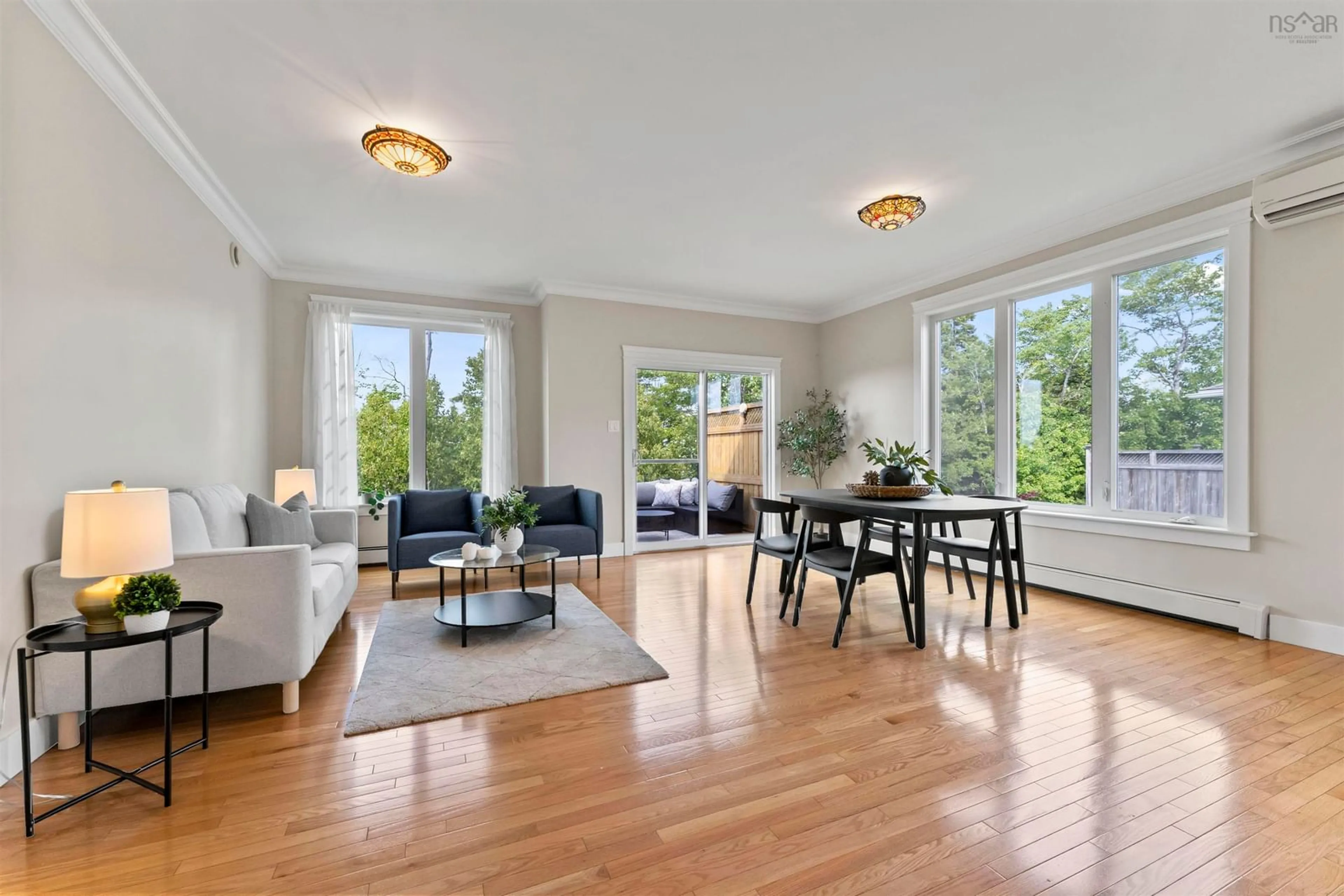 Living room with furniture, wood/laminate floor for 25 Kirkwood Crt, Bedford Nova Scotia B4A 0A9