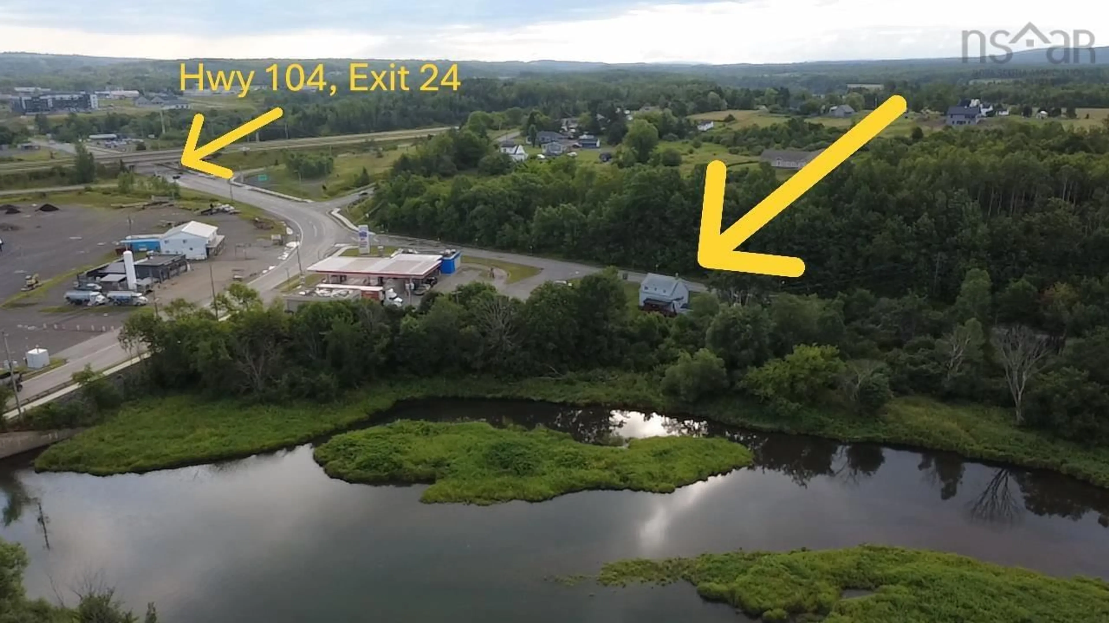 A pic from outside/outdoor area/front of a property/back of a property/a pic from drone, water/lake/river/ocean view for 5047 East River East Side Rd, Plymouth Nova Scotia B2H 5C5