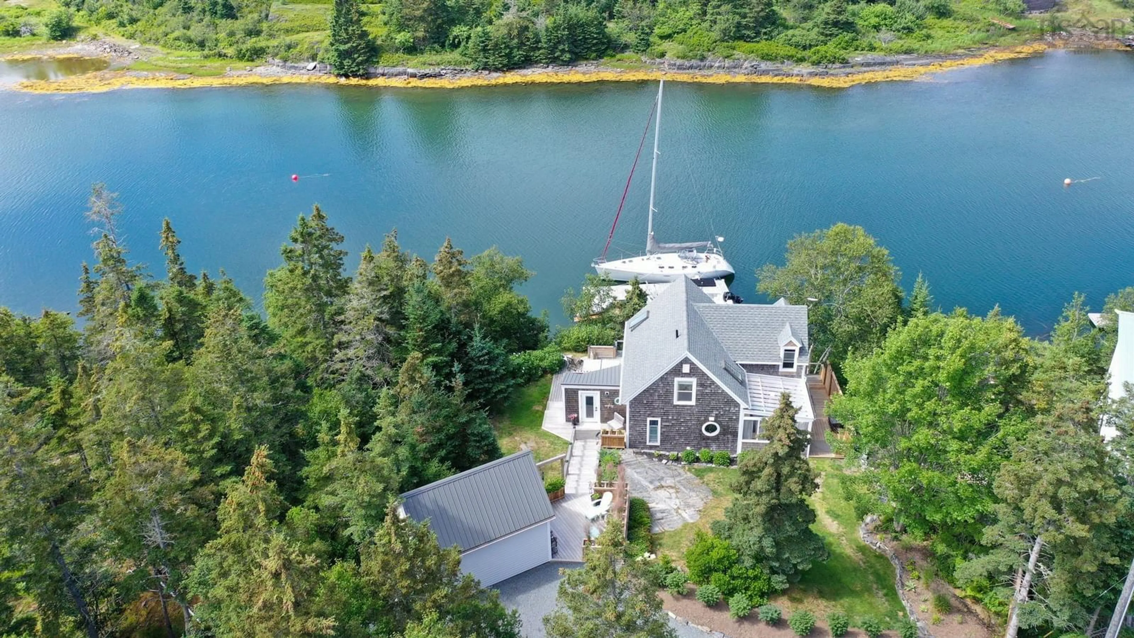 A pic from outside/outdoor area/front of a property/back of a property/a pic from drone, water/lake/river/ocean view for 393 Stonehurst Rd, Stonehurst Nova Scotia B0J 2C0