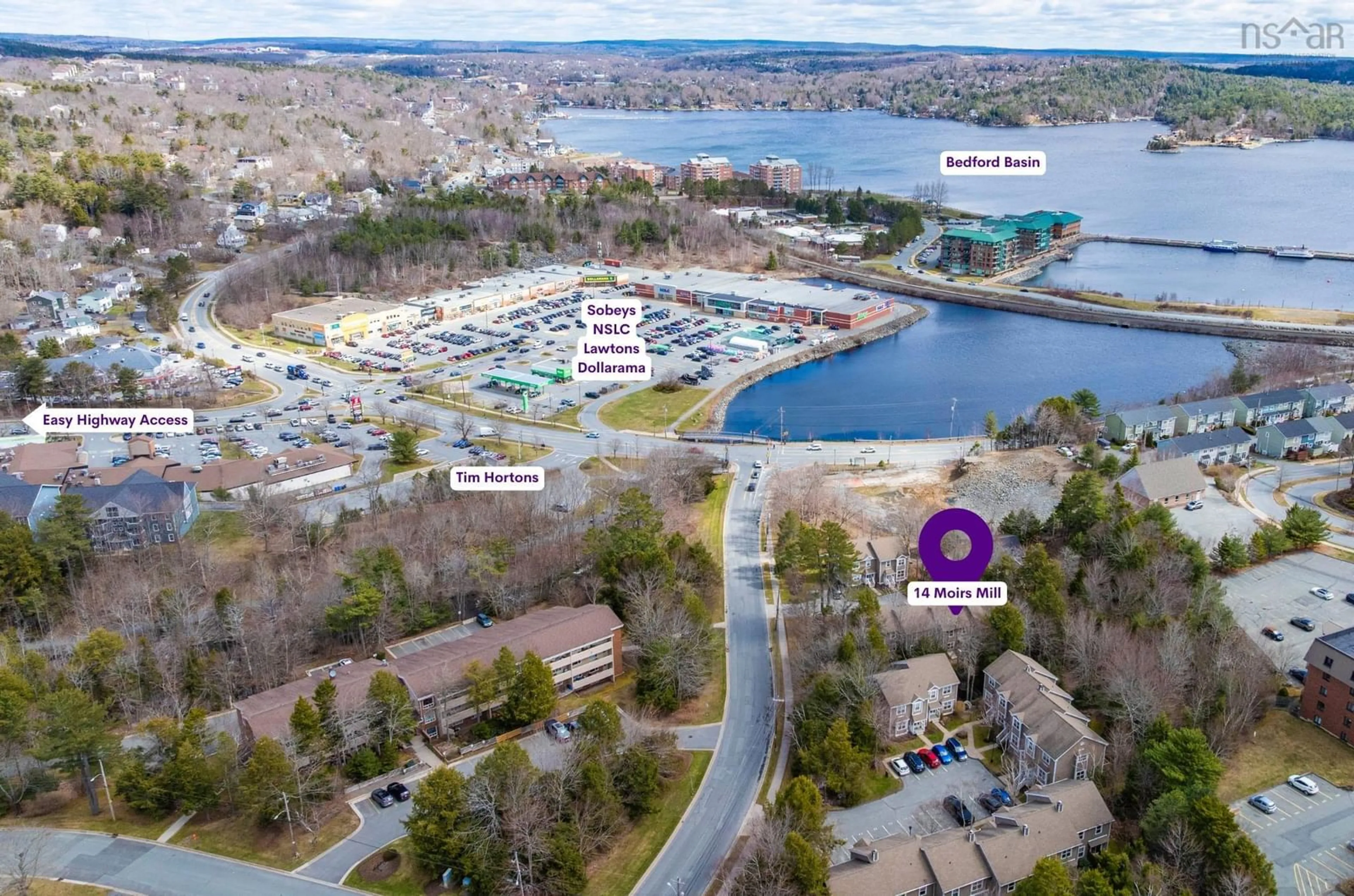 A pic from outside/outdoor area/front of a property/back of a property/a pic from drone, water/lake/river/ocean view for 14 Moirs Mill Rd, Bedford Nova Scotia B4A 3Y6