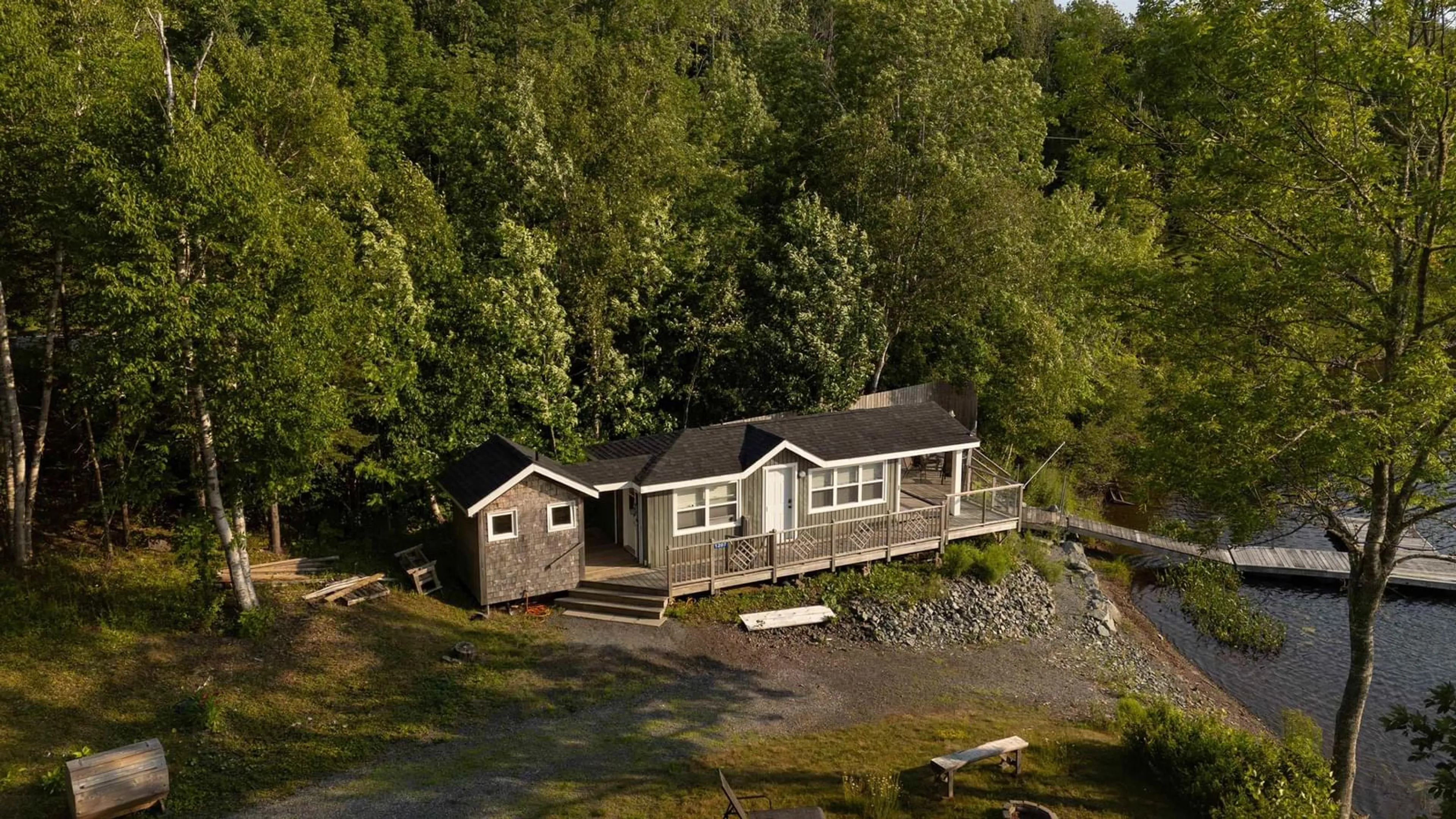 A pic from outside/outdoor area/front of a property/back of a property/a pic from drone, water/lake/river/ocean view for 1207 Highway 7 Lochaber, Lochaber Nova Scotia B2G 2L3