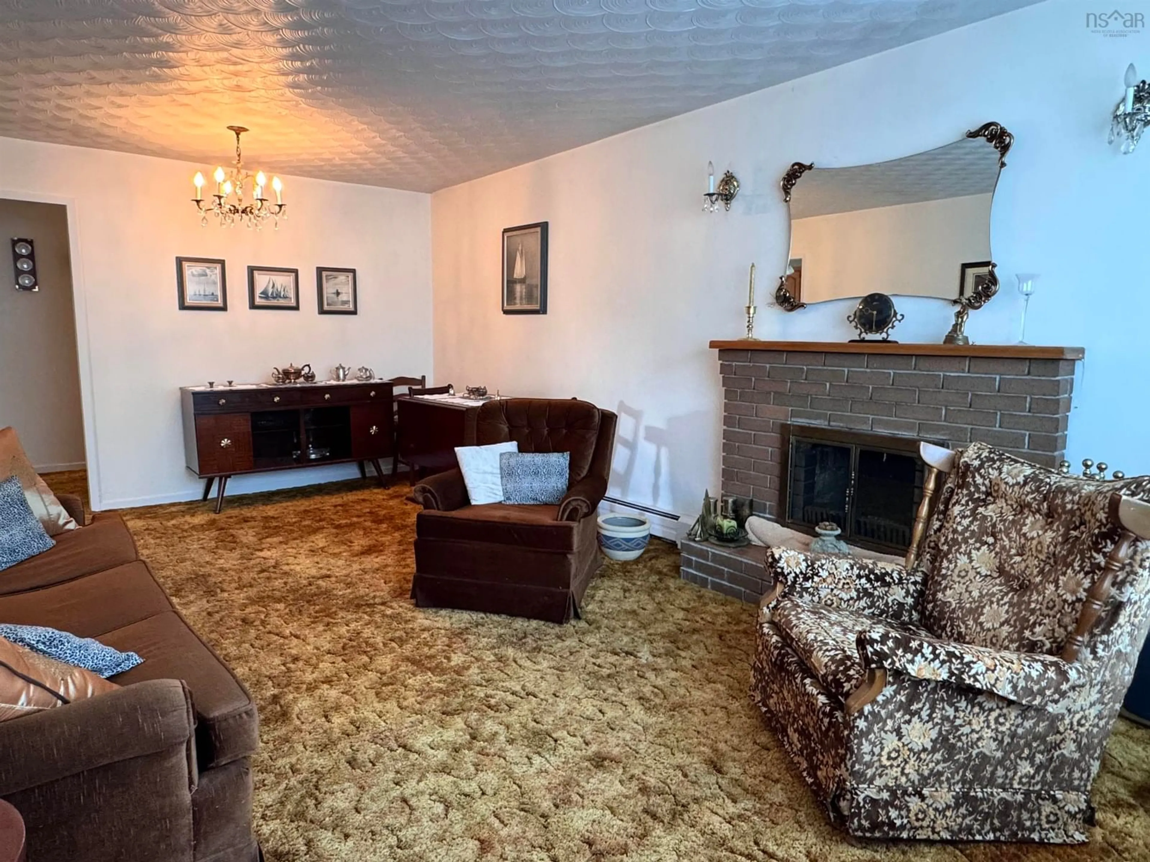 Living room with furniture, carpet floor for 163 Upper Mclean St, Glace Bay Nova Scotia B1A 2L4