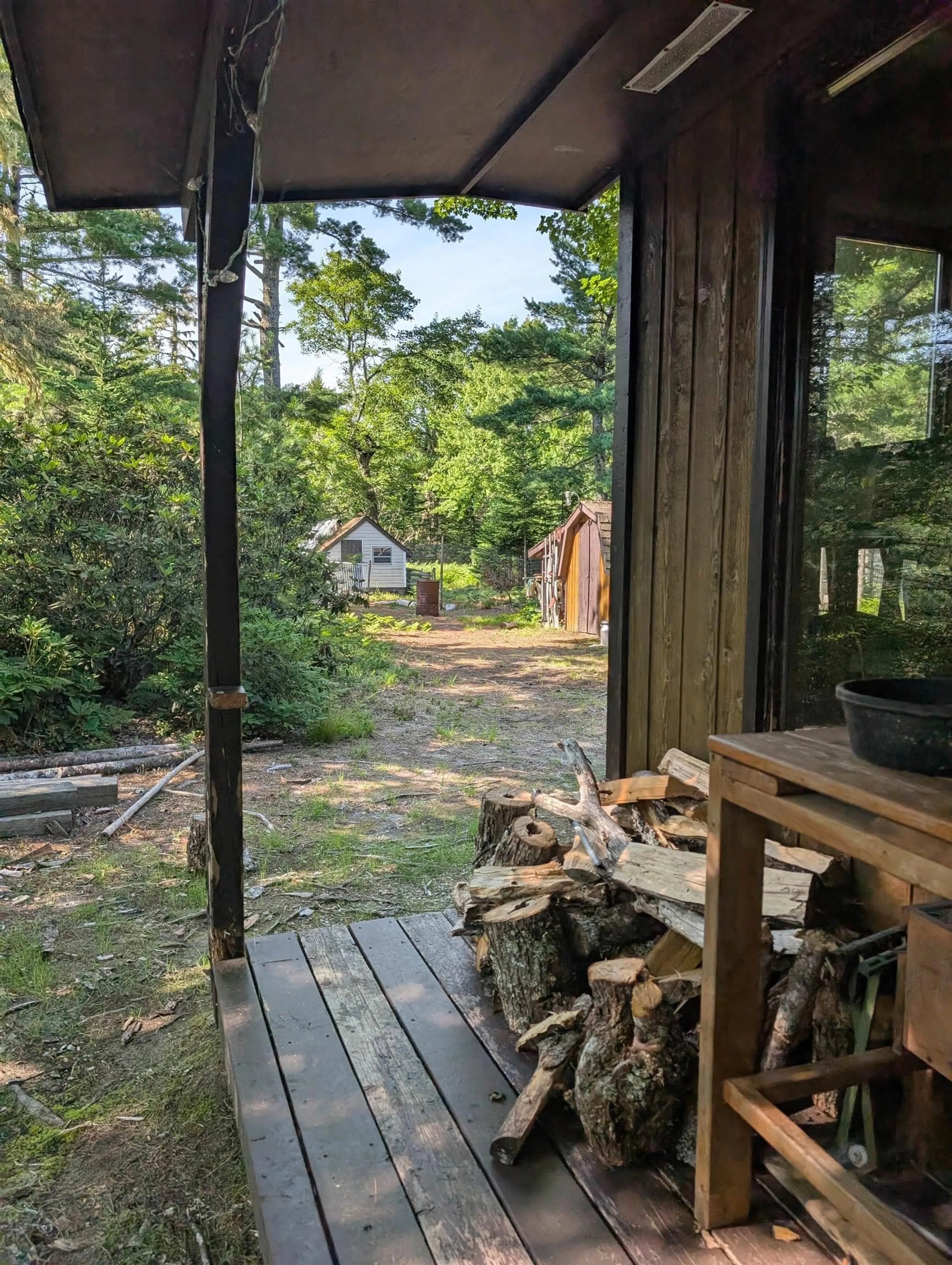 Patio, forest/trees view for 1432 Upper Clyde Rd, Clyde River Nova Scotia B0W 1R0