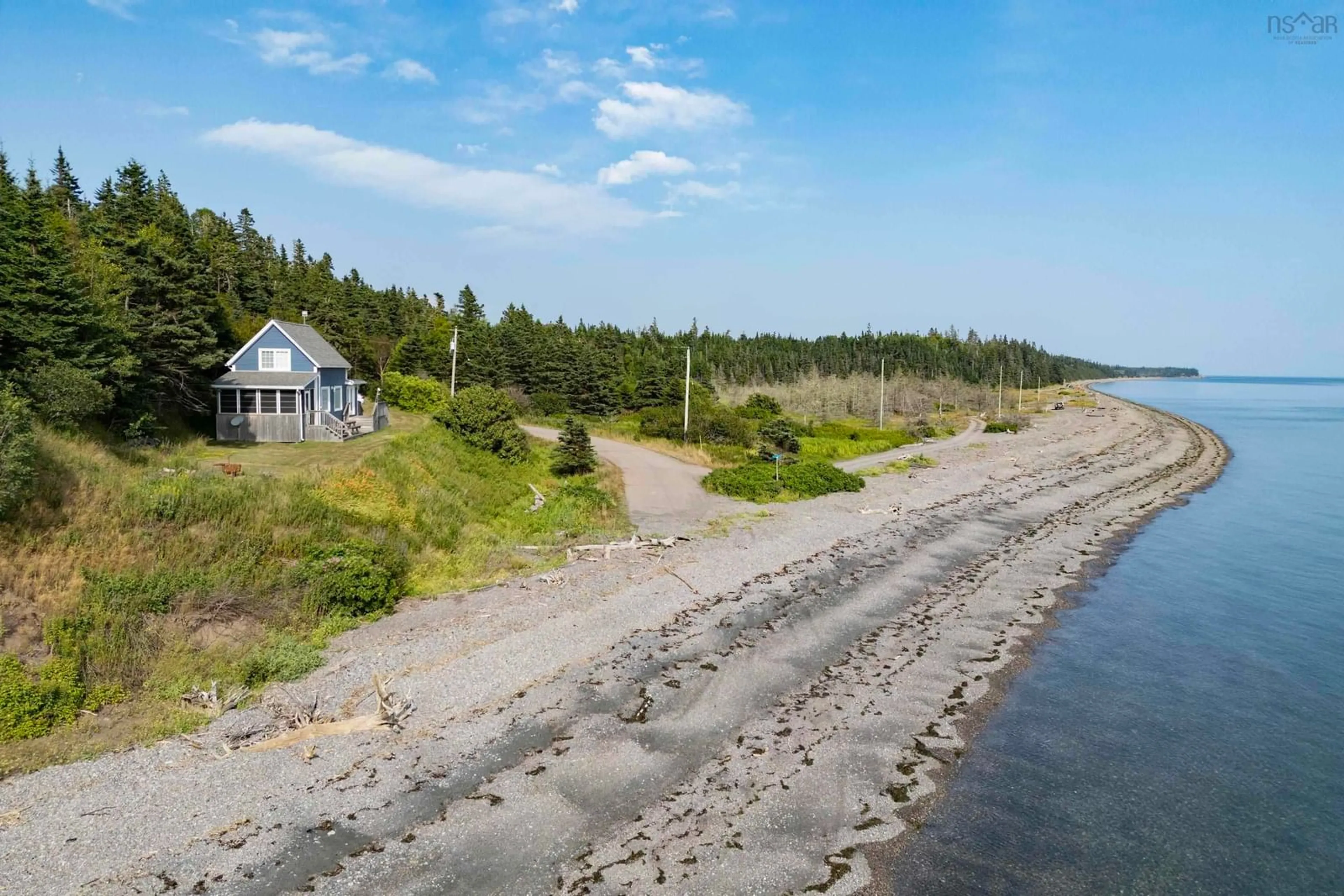 A pic from outside/outdoor area/front of a property/back of a property/a pic from drone, water/lake/river/ocean view for 55 Cochrane Rd, Fox River Nova Scotia B0M 1S0