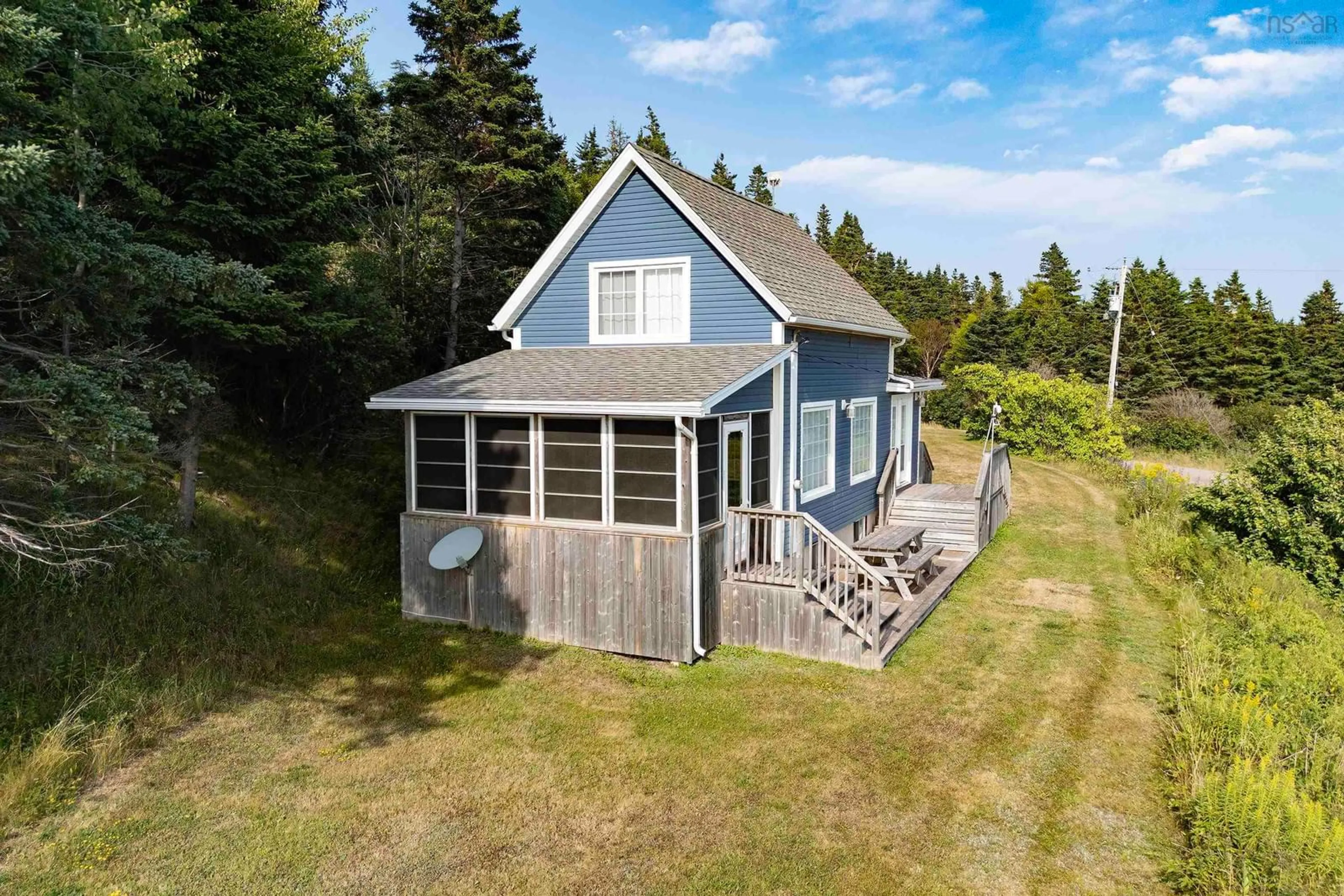 A pic from outside/outdoor area/front of a property/back of a property/a pic from drone, water/lake/river/ocean view for 55 Cochrane Rd, Fox River Nova Scotia B0M 1S0