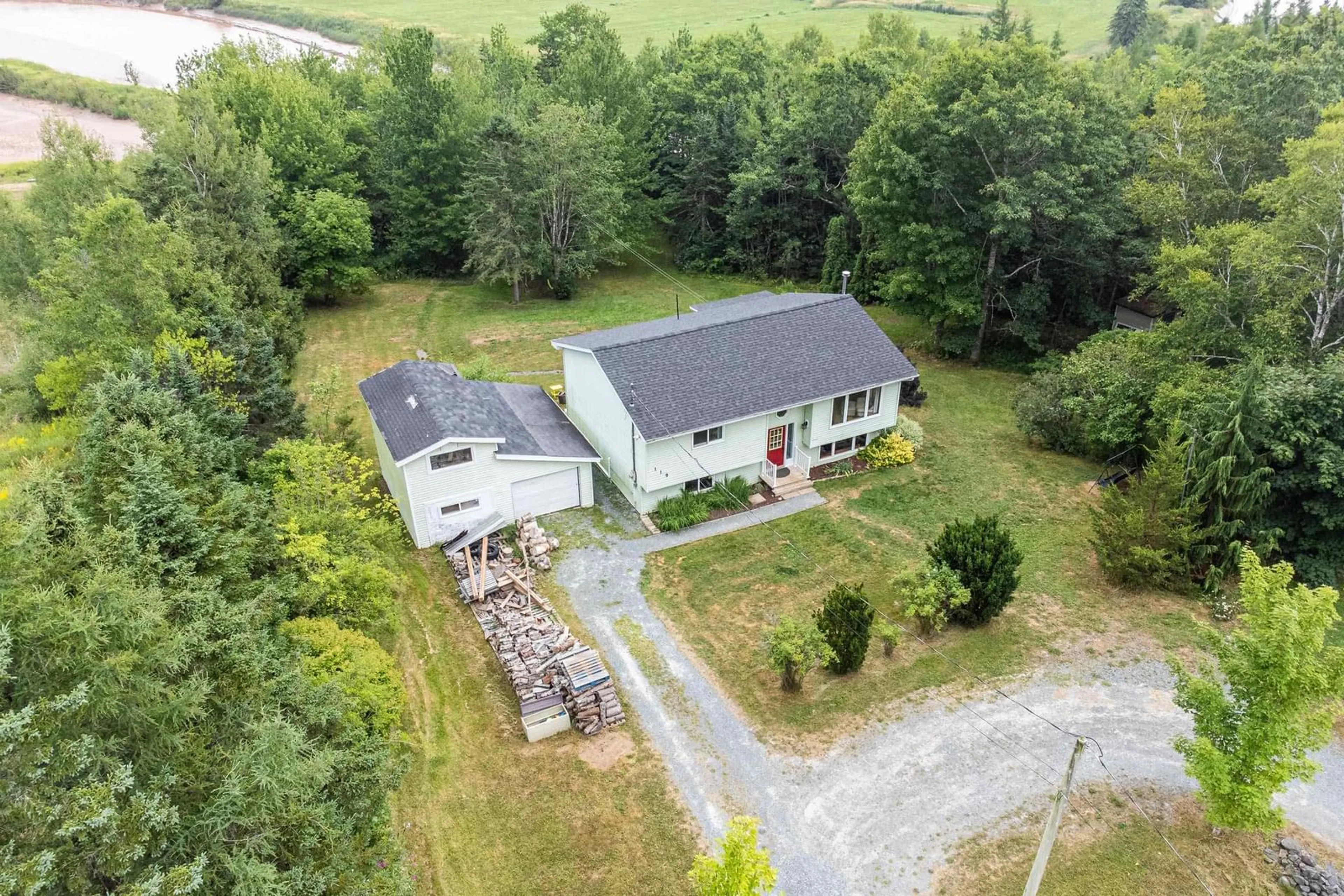 A pic from outside/outdoor area/front of a property/back of a property/a pic from drone, building for 110 Highway 224, Shubenacadie Nova Scotia B0N 2H0