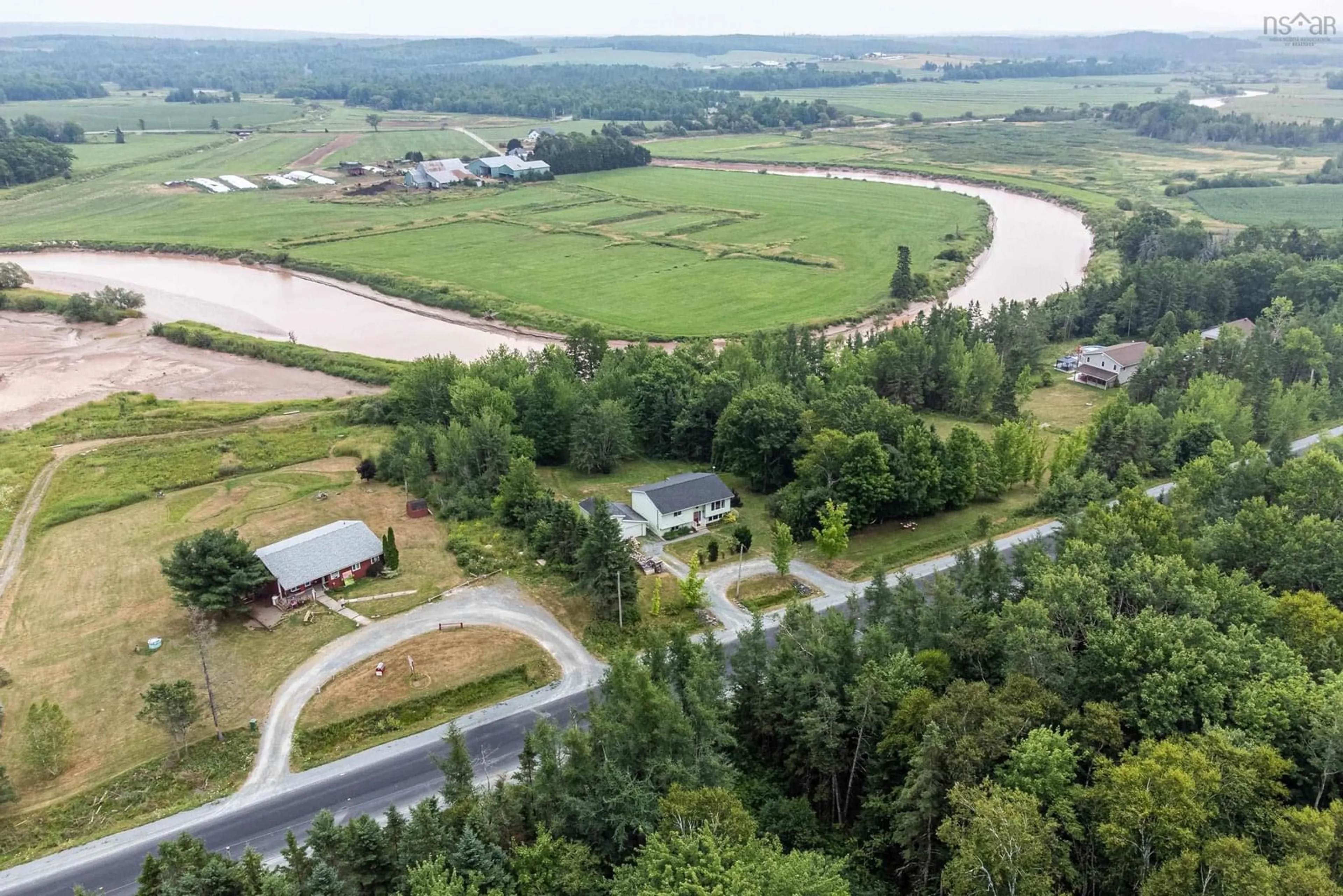 A pic from outside/outdoor area/front of a property/back of a property/a pic from drone, water/lake/river/ocean view for 110 Highway 224, Shubenacadie Nova Scotia B0N 2H0