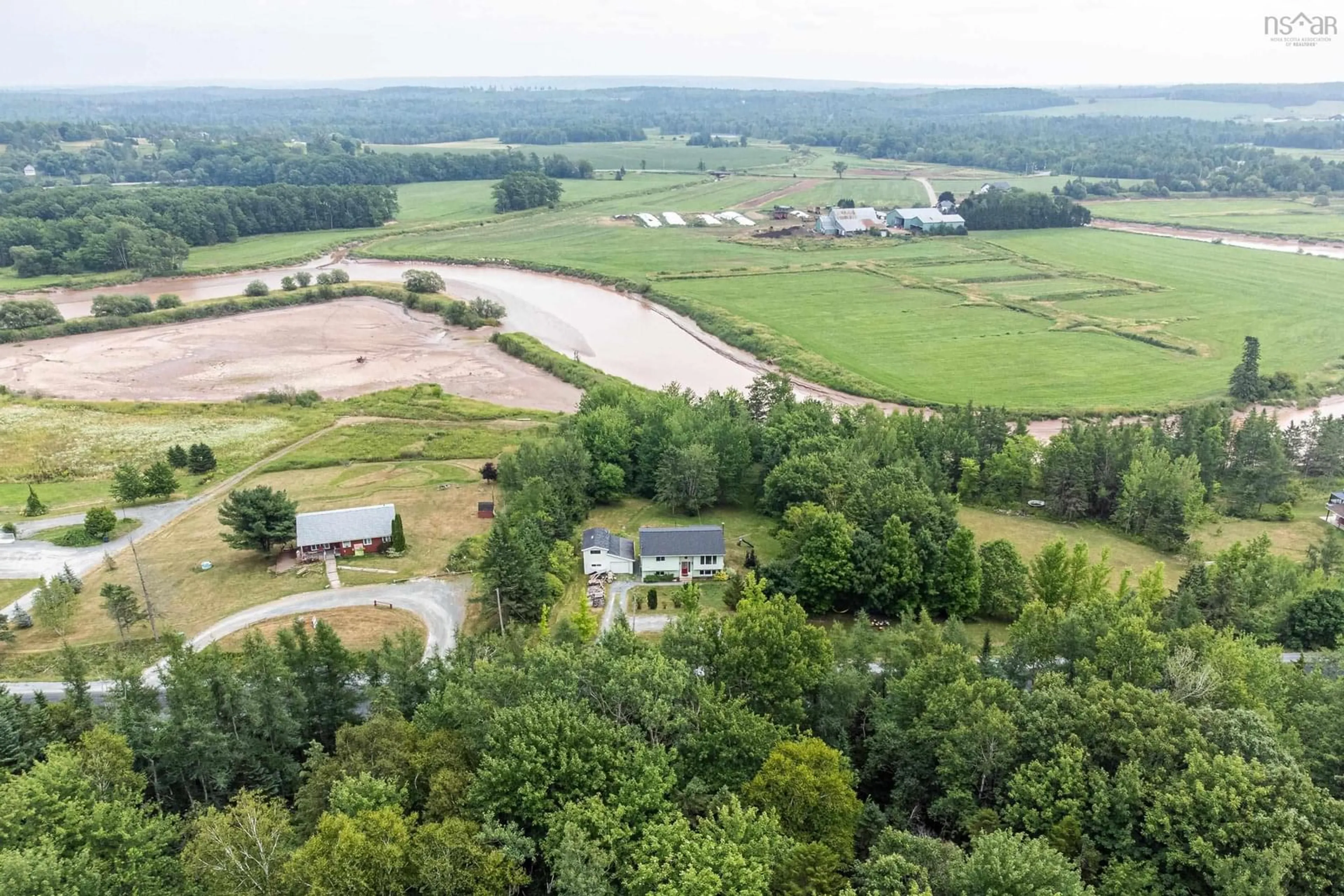 A pic from outside/outdoor area/front of a property/back of a property/a pic from drone, water/lake/river/ocean view for 110 Highway 224, Shubenacadie Nova Scotia B0N 2H0