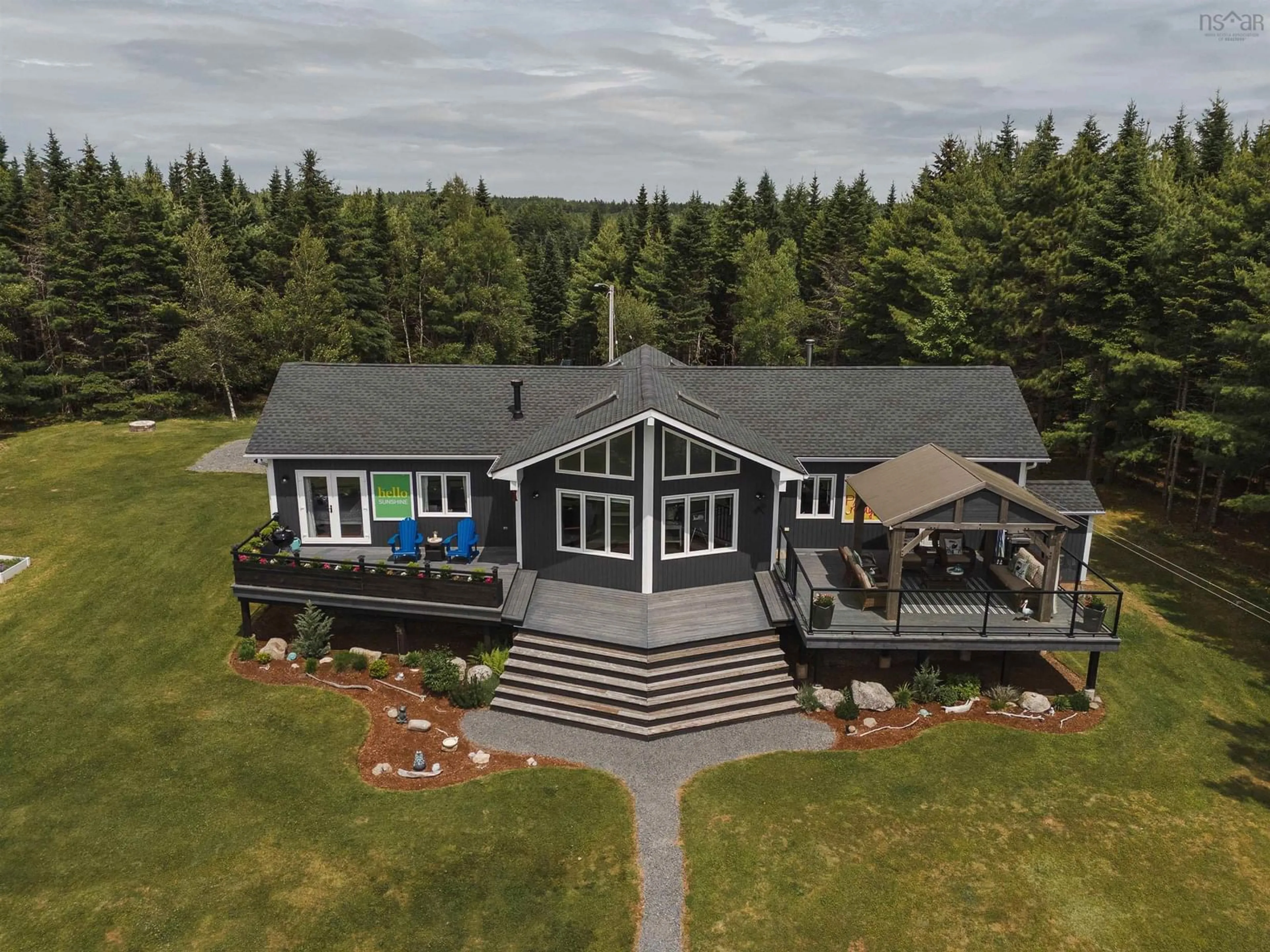 A pic from outside/outdoor area/front of a property/back of a property/a pic from drone, water/lake/river/ocean view for 193 Red Tail Dr, Newburne Nova Scotia B0J 2E0