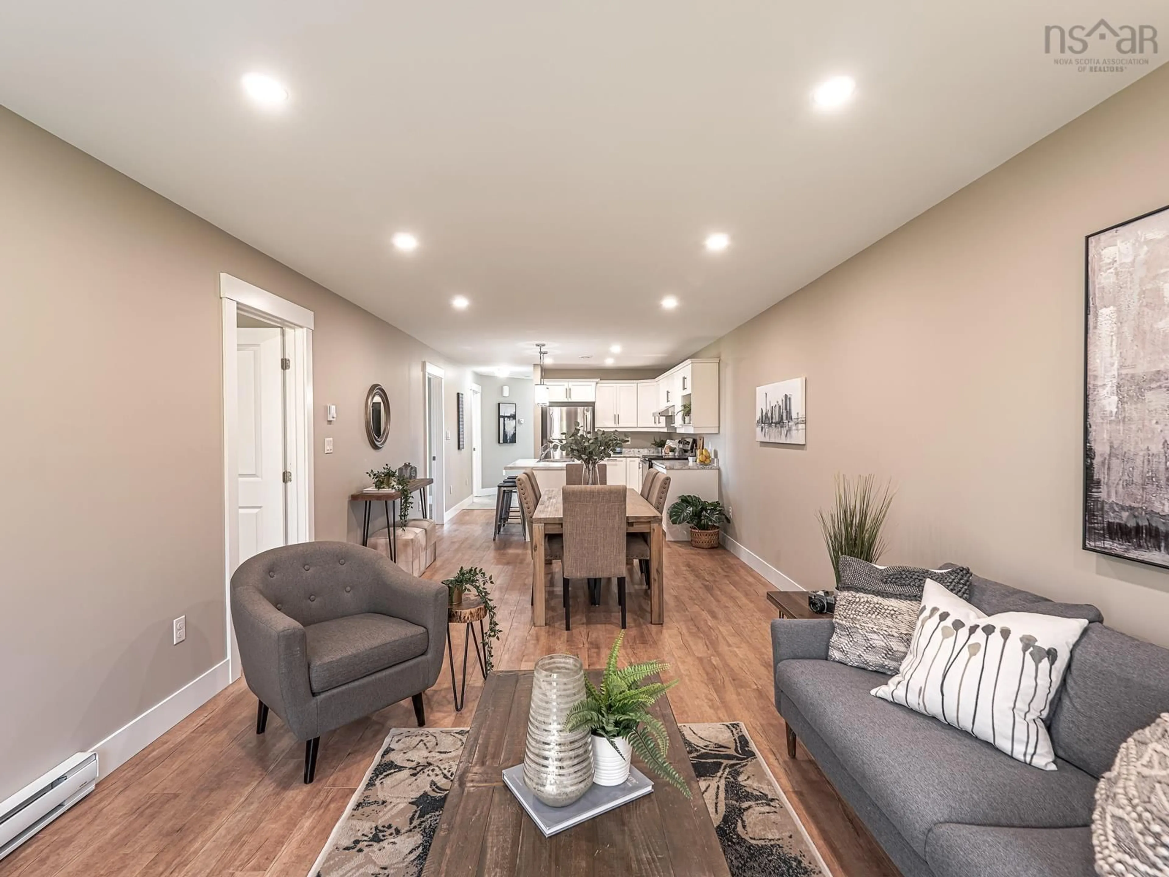 Living room with furniture, wood/laminate floor for 2 Mama Lien Dr, Lantz Nova Scotia B2S 1T5