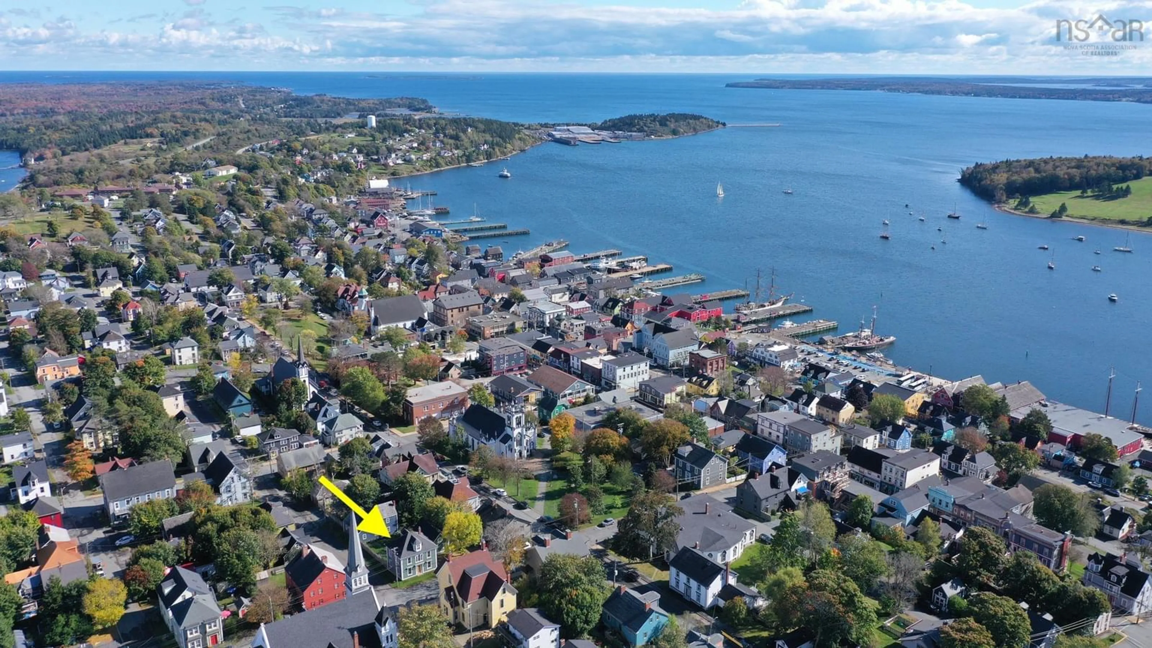 A pic from outside/outdoor area/front of a property/back of a property/a pic from drone, water/lake/river/ocean view for 60 Cornwallis St, Lunenburg Nova Scotia B0J 2C0