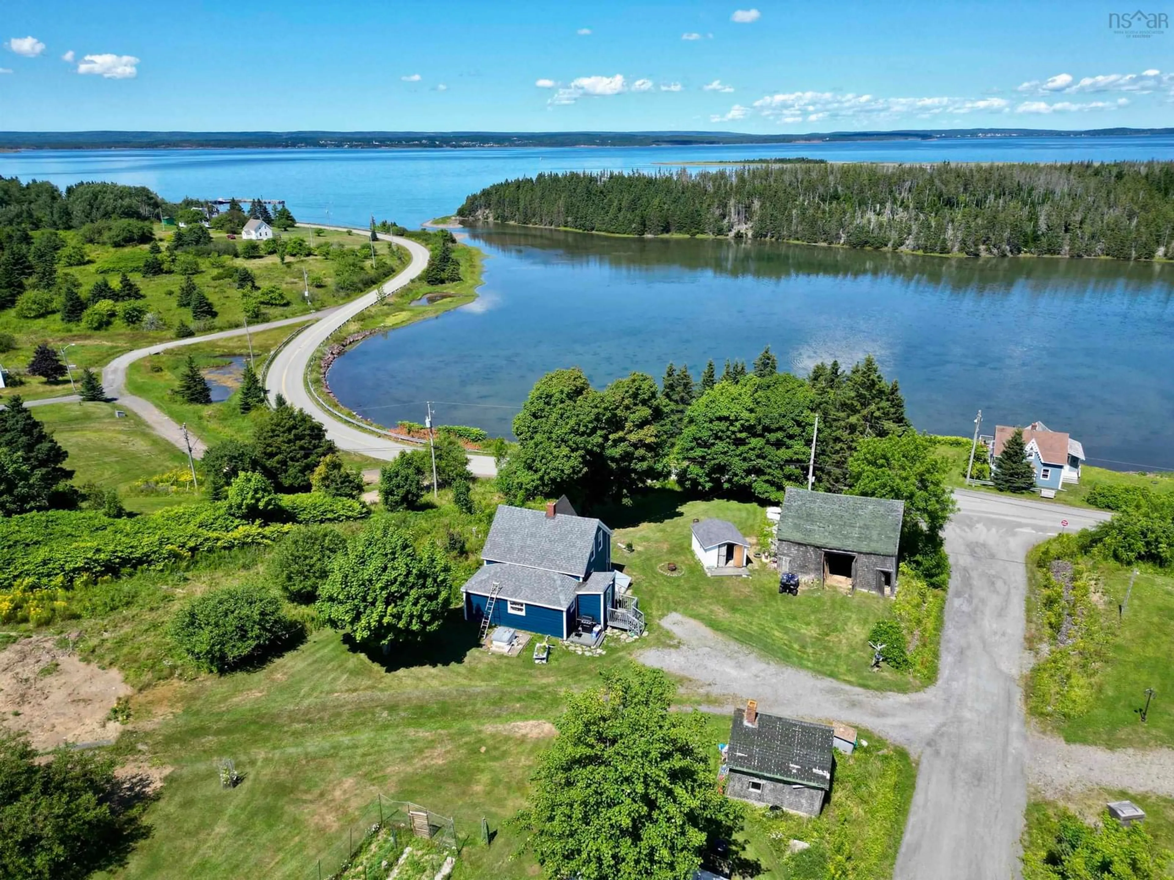 A pic from outside/outdoor area/front of a property/back of a property/a pic from drone, water/lake/river/ocean view for 10 Pettipas Rd, Poirierville Nova Scotia B0E 1K0