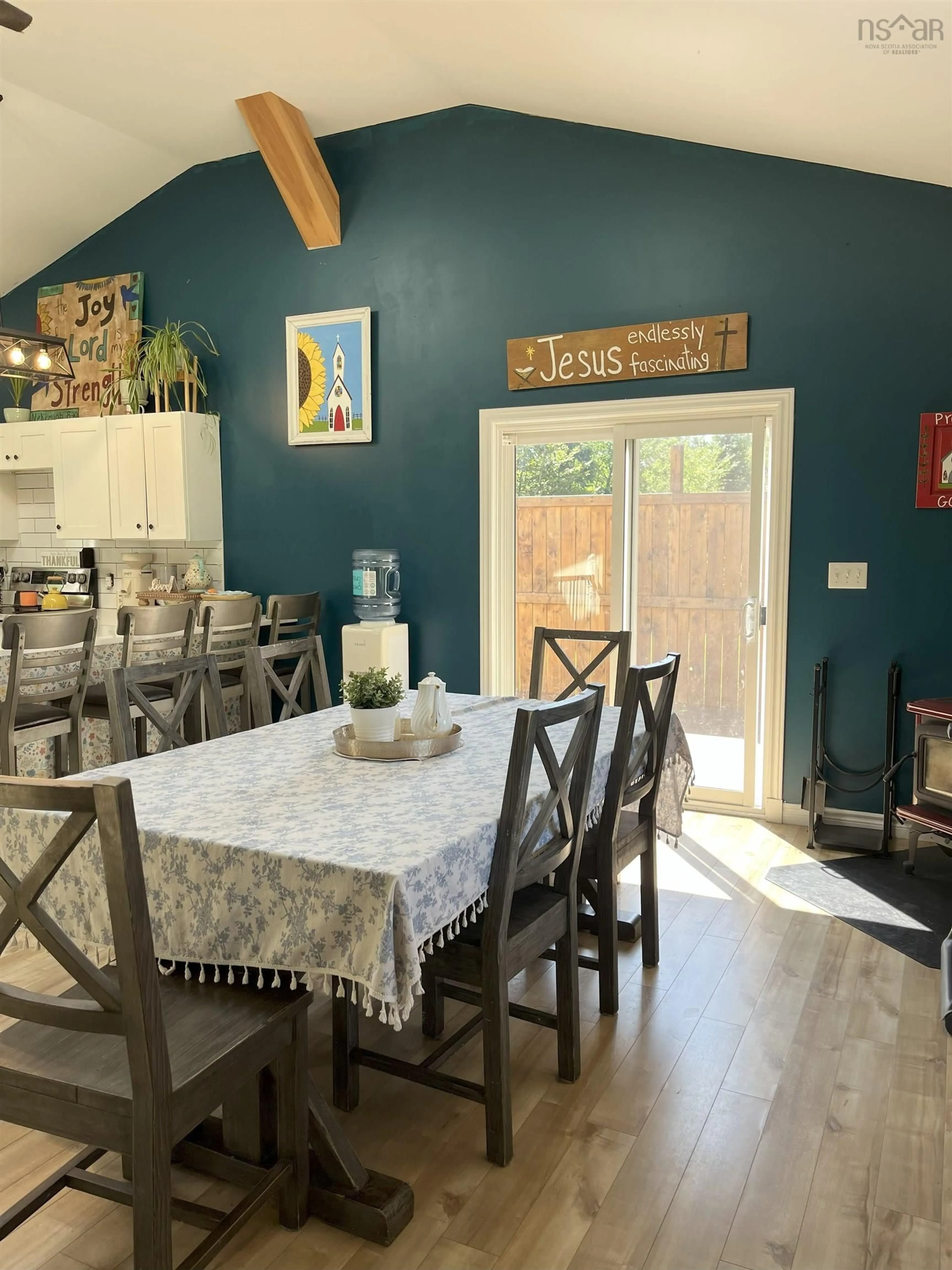 Dining room, wood/laminate floor for 120 Base Line East Rd, Harbourville Nova Scotia B0P 1M0