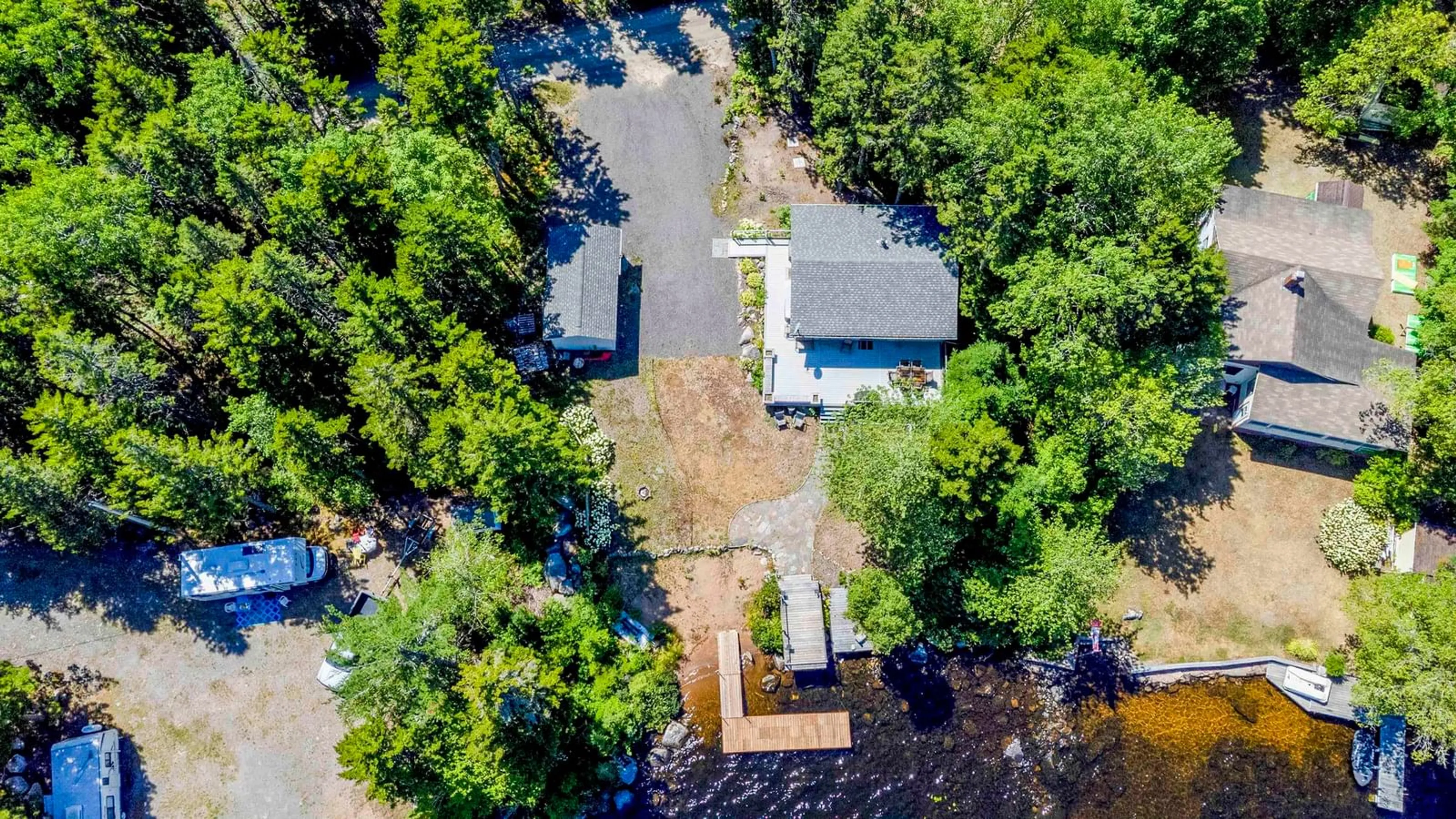A pic from outside/outdoor area/front of a property/back of a property/a pic from drone, water/lake/river/ocean view for 146 O-3 Rd, Lake George Nova Scotia B0P 1C0