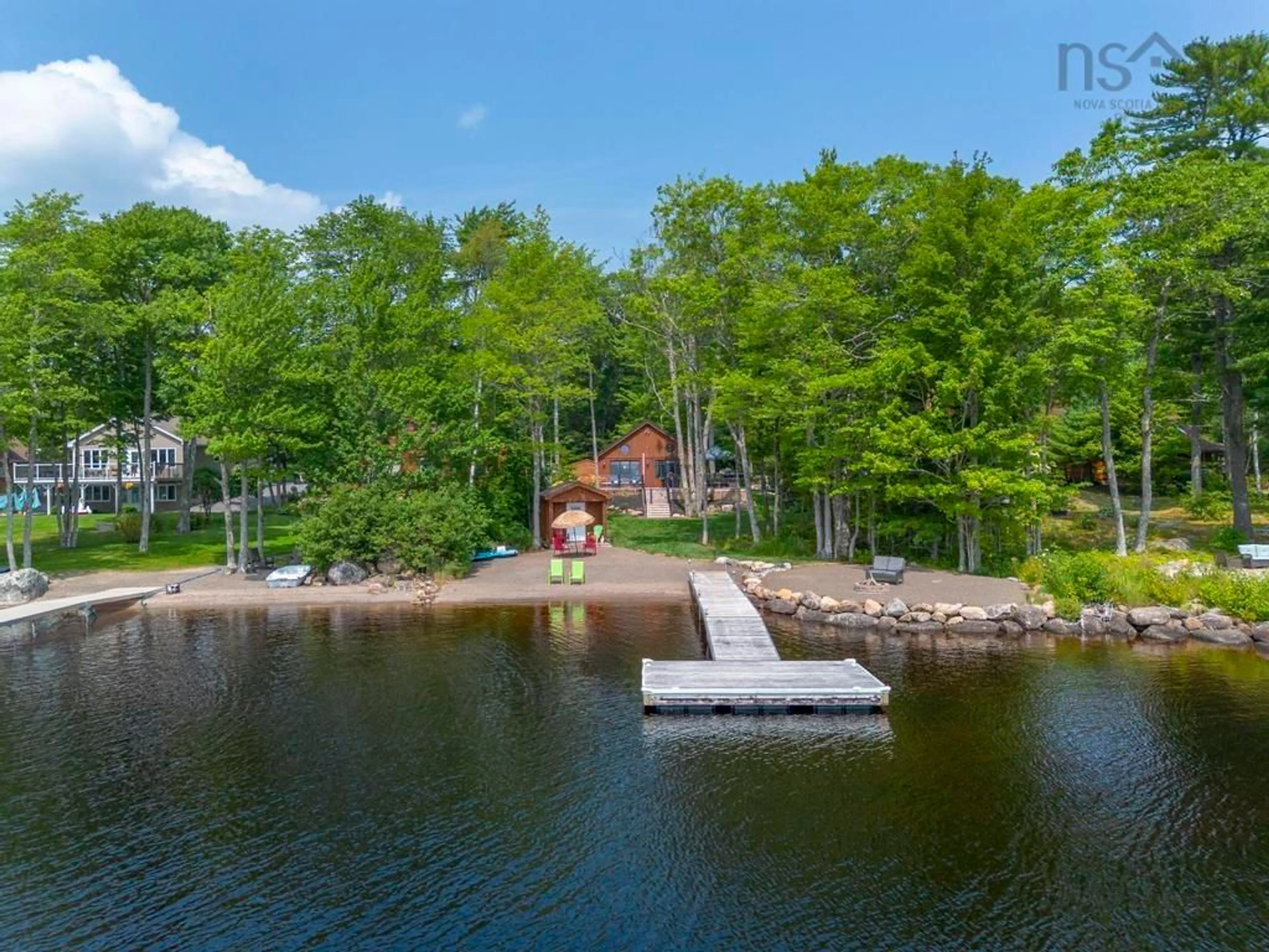 A pic from outside/outdoor area/front of a property/back of a property/a pic from drone, water/lake/river/ocean view for 74 Canyon Point Rd, Vaughan Nova Scotia B0N 2T0