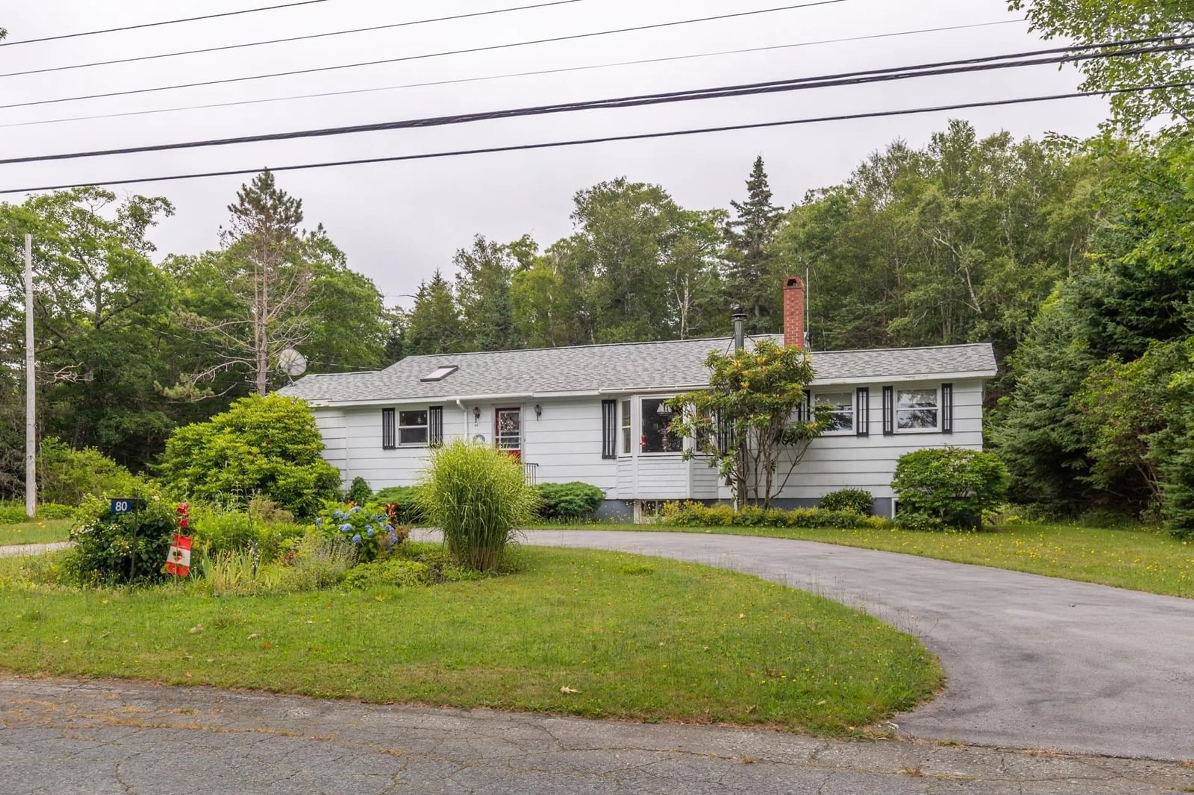 Home with vinyl exterior material, street for 80 Chemin Old Oak Rd, Glenwood Nova Scotia B0W 1W0