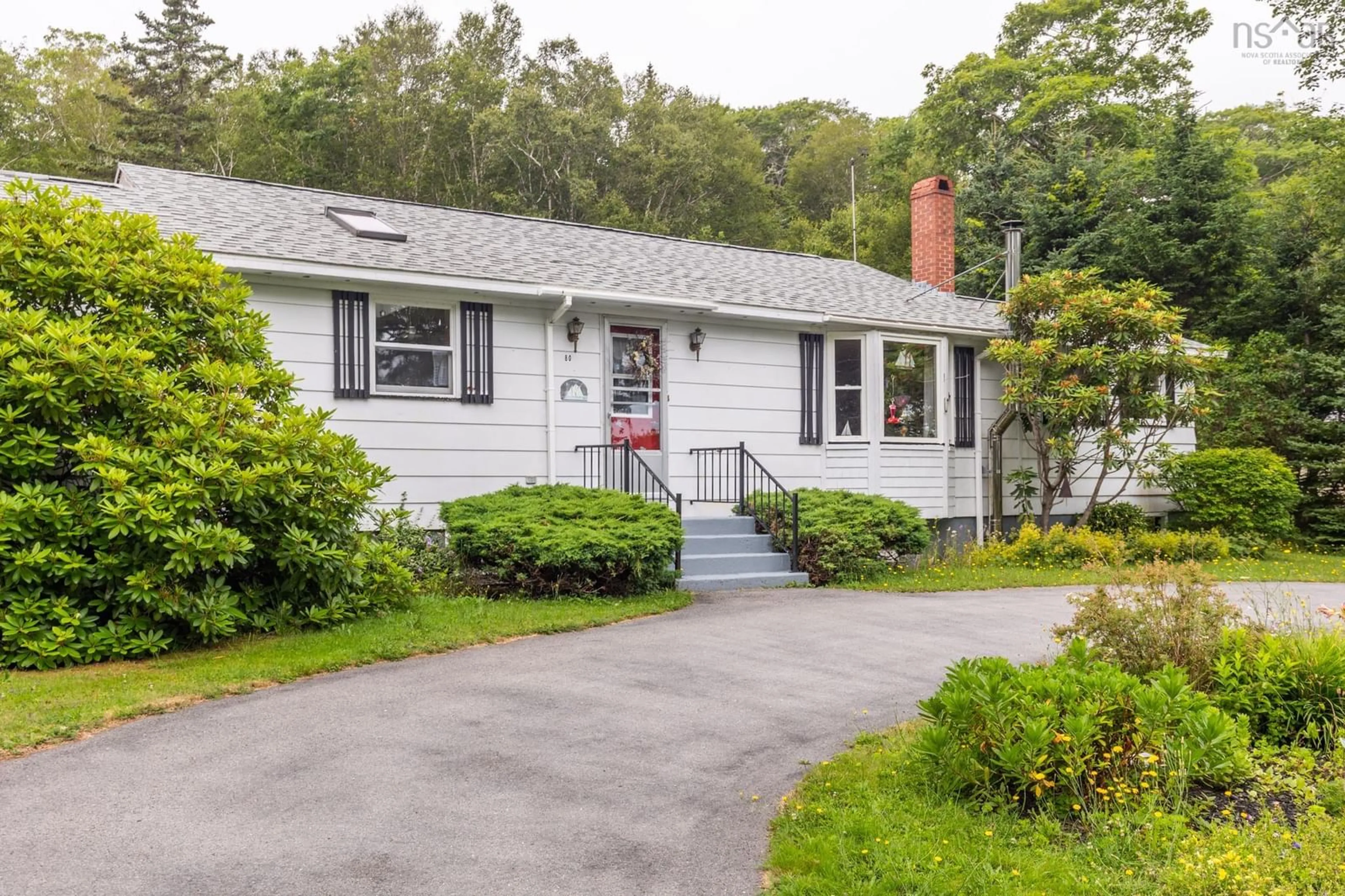 Home with vinyl exterior material, street for 80 Chemin Old Oak Rd, Glenwood Nova Scotia B0W 1W0