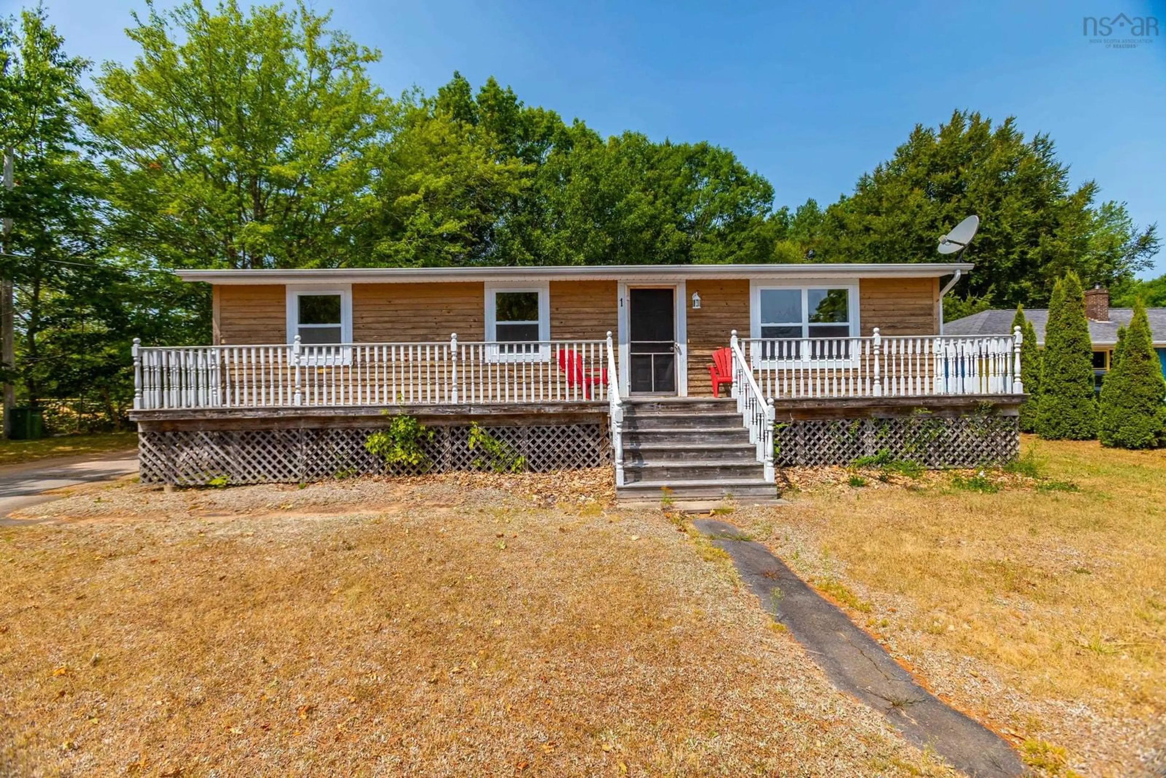 Home with vinyl exterior material, street for 1 Pinecrest Dr, Middleton Nova Scotia B0S 1P0