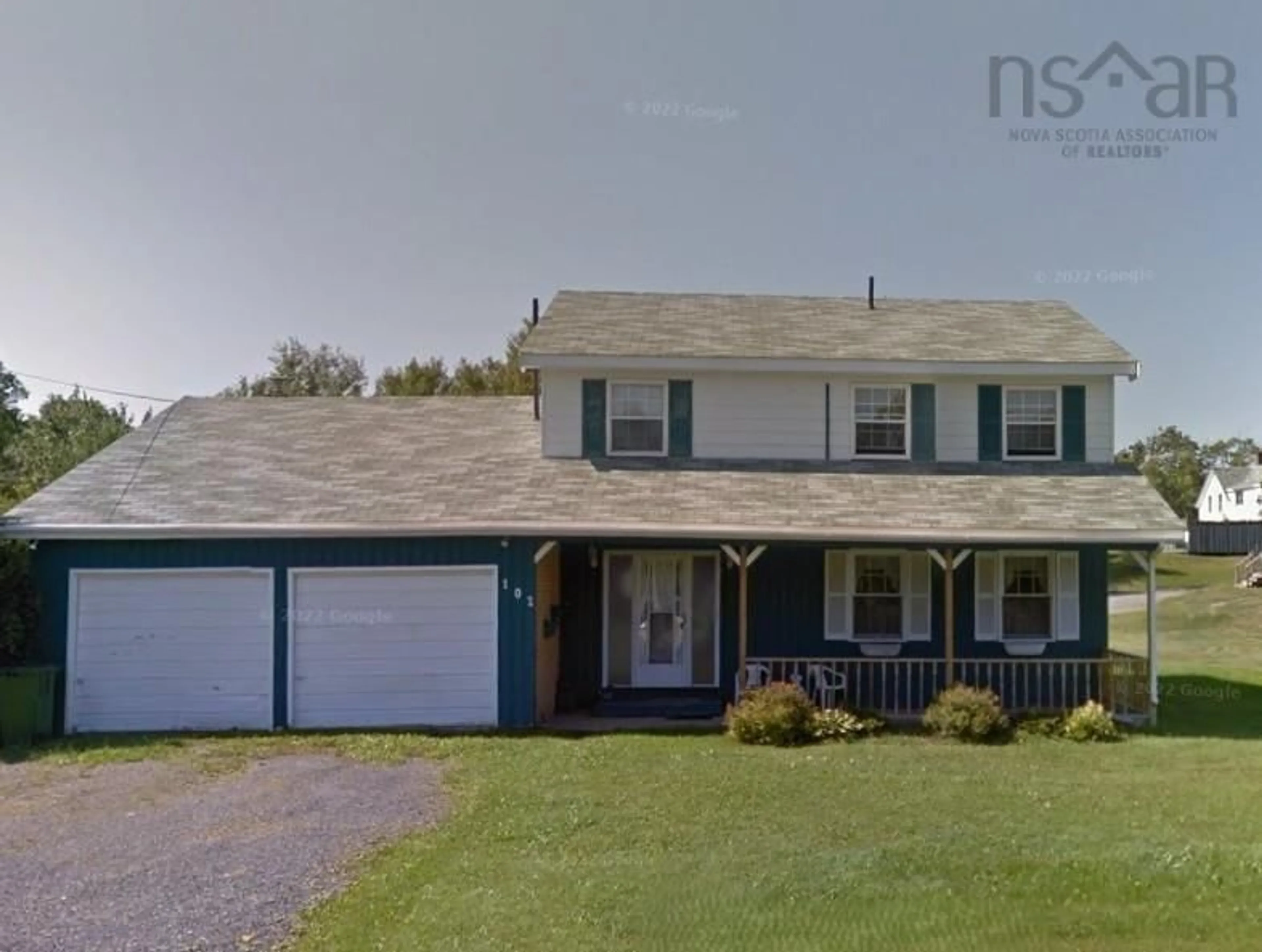 Home with vinyl exterior material, street for 102 Old Foxbrook Rd, Stellarton Nova Scotia B0K 1S0