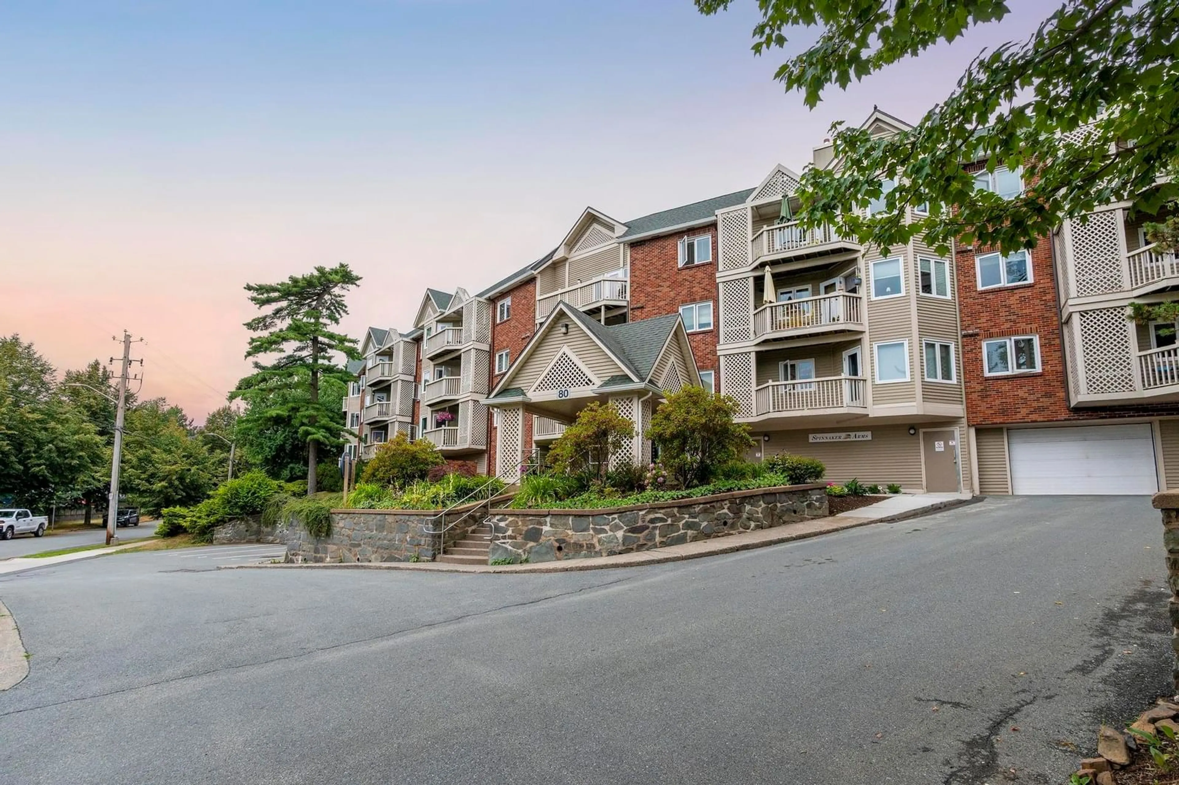 A pic from outside/outdoor area/front of a property/back of a property/a pic from drone, mountain view for 80 Spinnaker Dr #301, Halifax Nova Scotia B3N 3B5