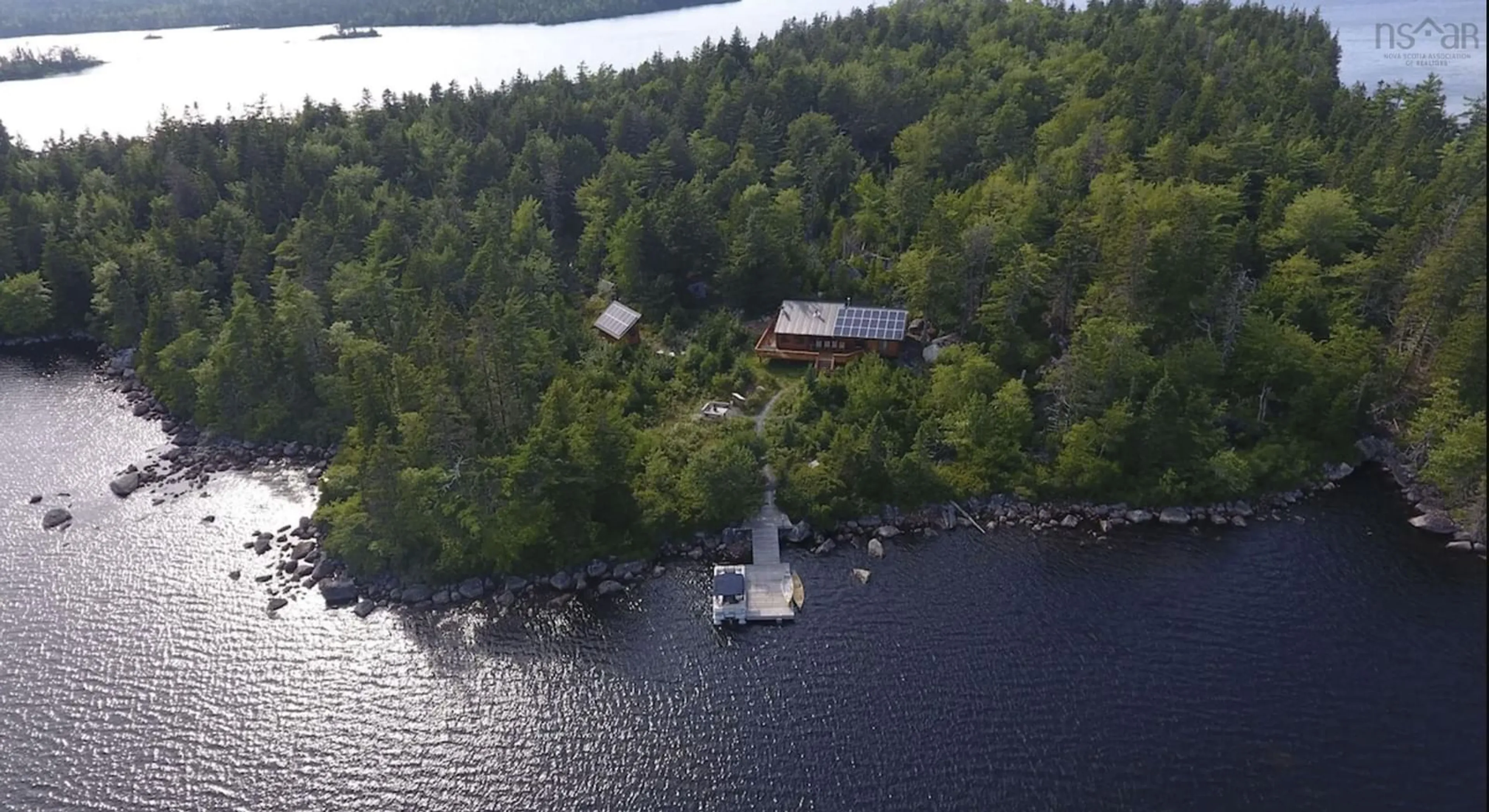 A pic from outside/outdoor area/front of a property/back of a property/a pic from drone, water/lake/river/ocean view for Firebrand Island, Musquodoboit Harbour Nova Scotia B0J 2L0