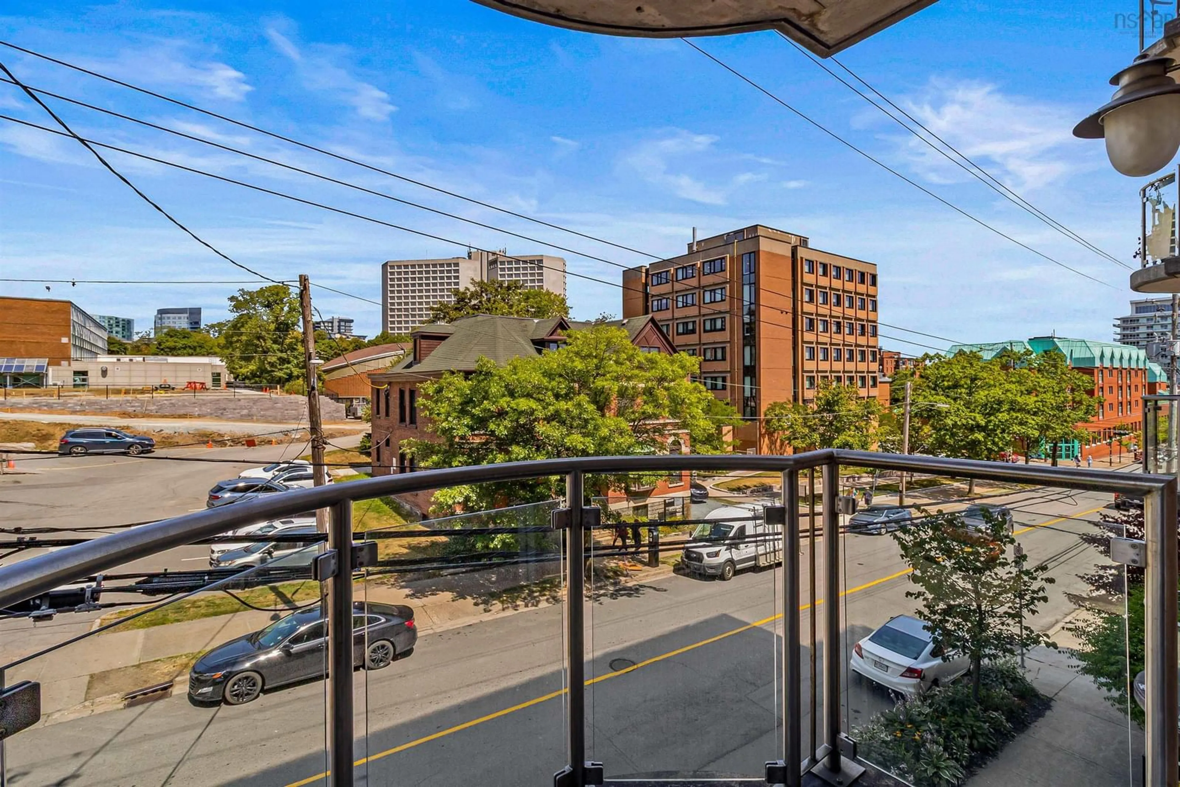 Patio, city buildings view from balcony for 5234 Morris St #301, Halifax Nova Scotia B3J 0A3