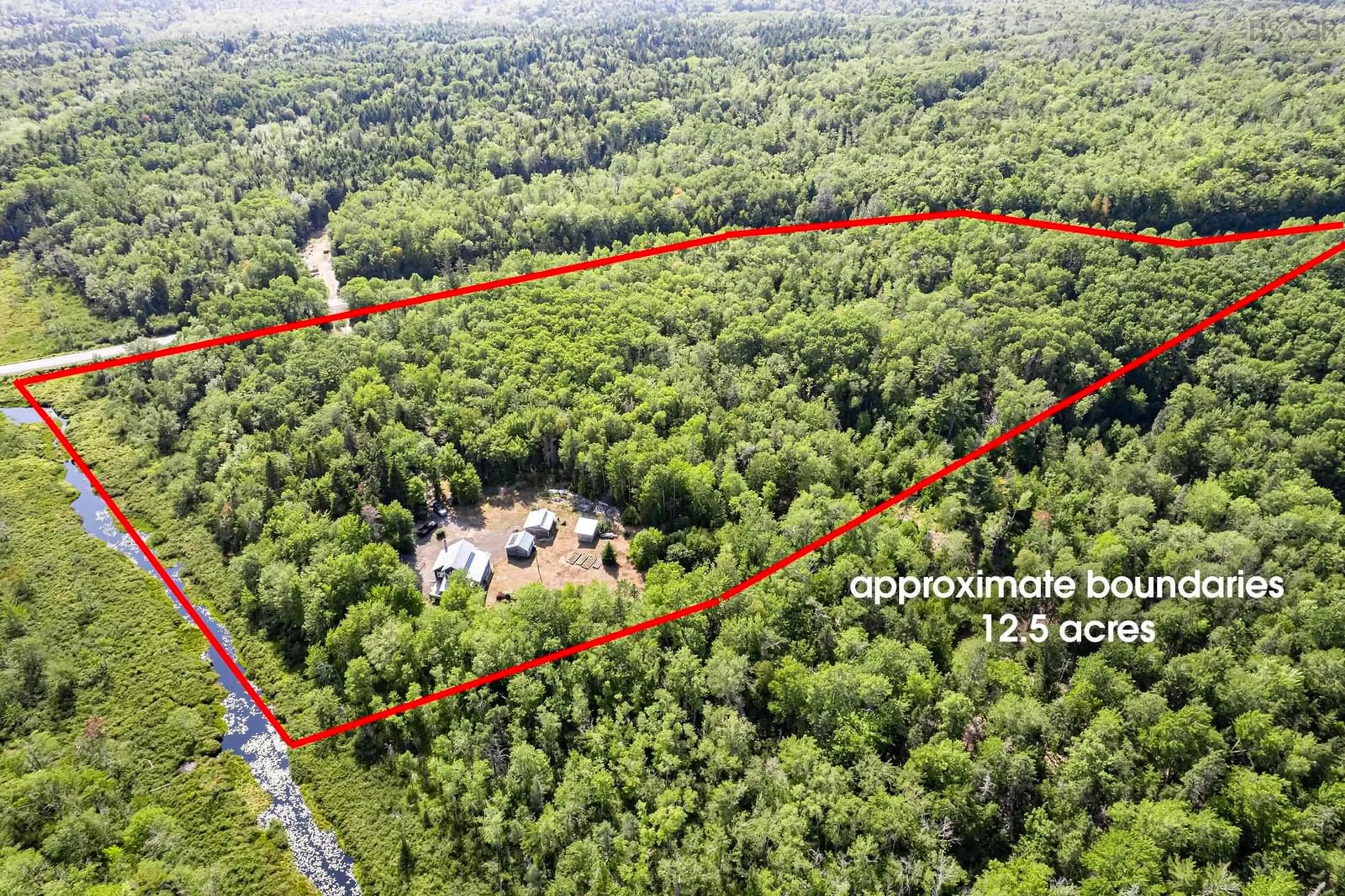 A pic from outside/outdoor area/front of a property/back of a property/a pic from drone, forest/trees view for 5052 Clementsvale Rd, Princedale Nova Scotia B0S 1G0