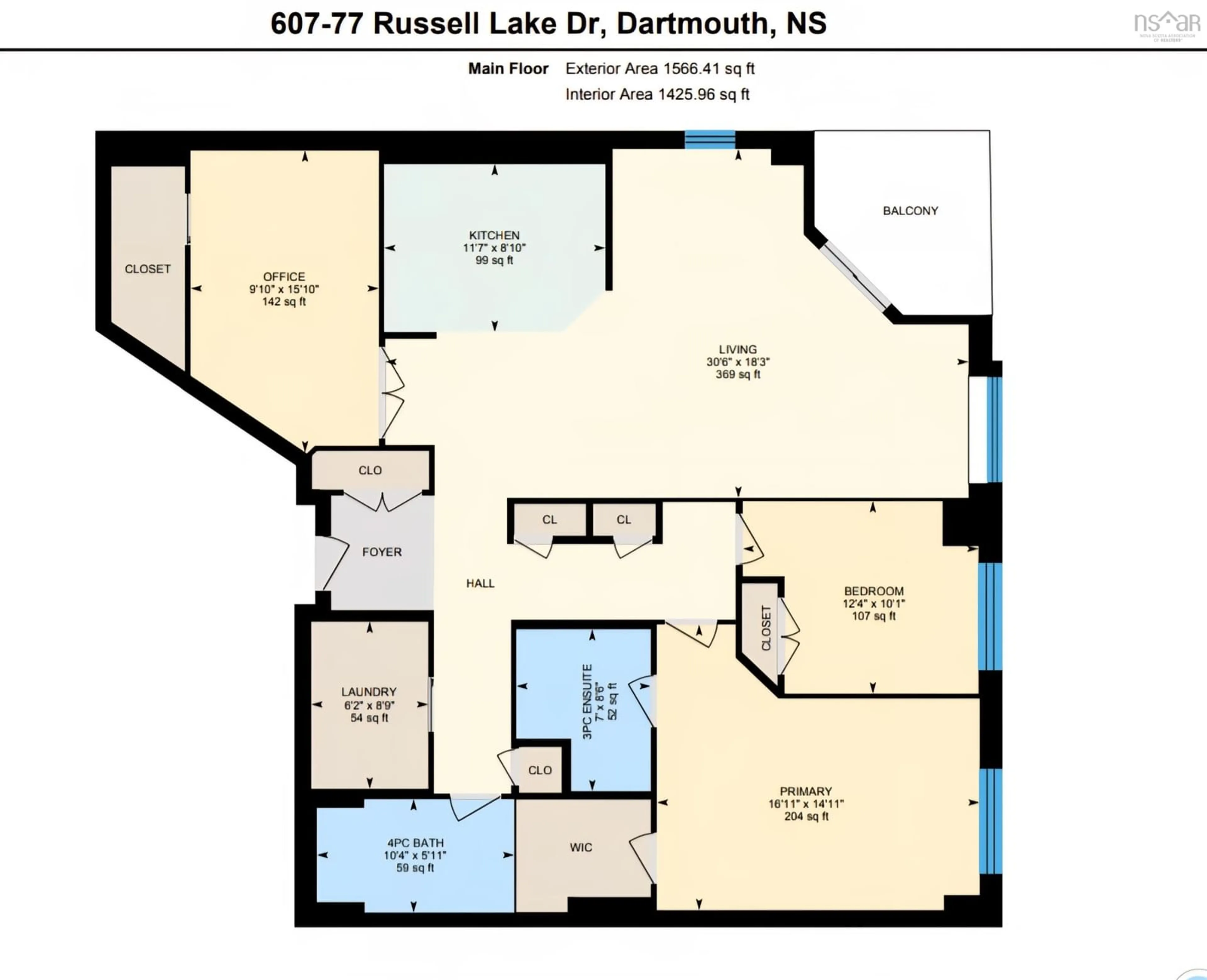 Floor plan for 77 Russell Lake Dr #607, Dartmouth Nova Scotia B2W 6R8