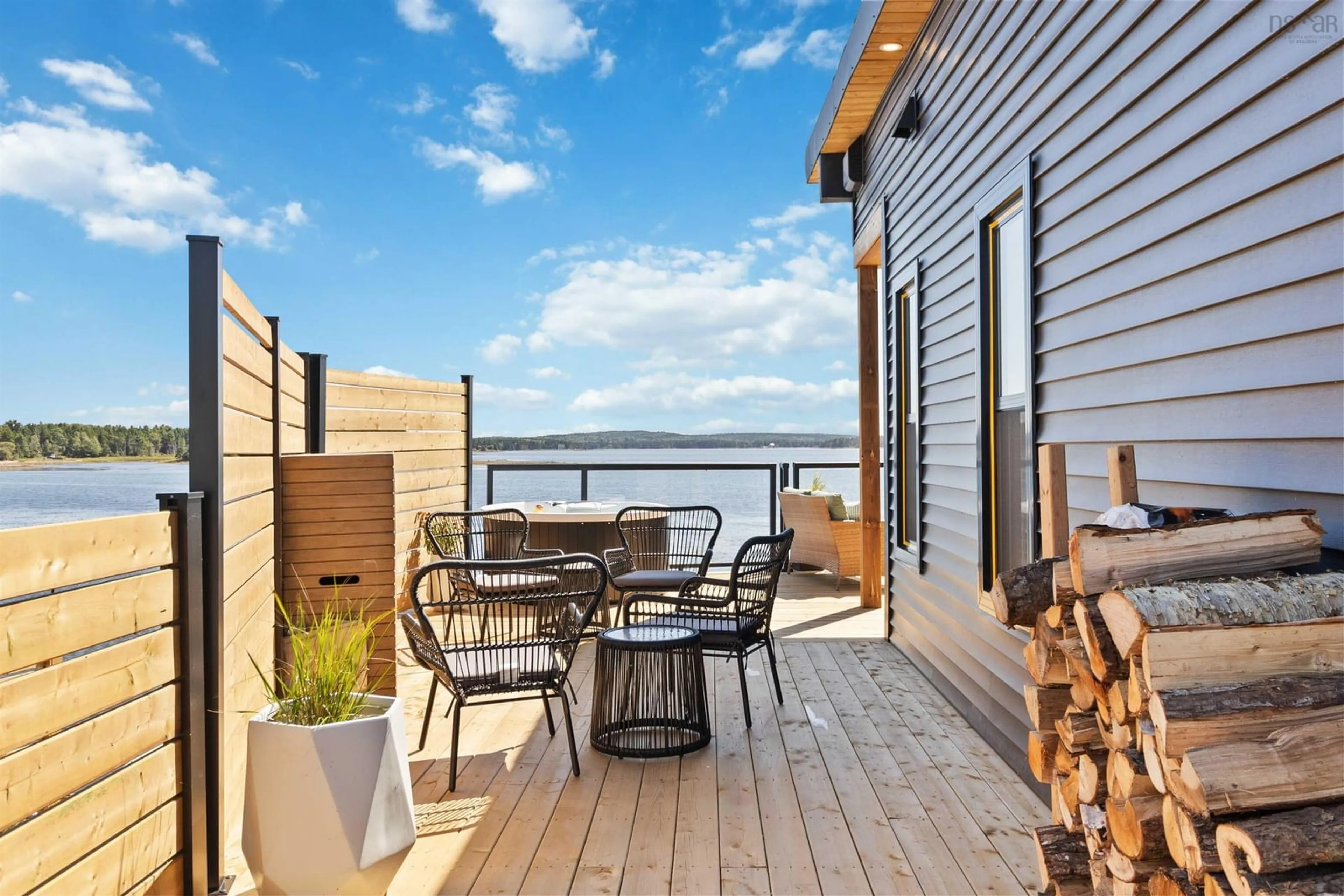 Patio, water/lake/river/ocean view for 693 Masons Beach Rd #4, First South Nova Scotia B0J 2C0