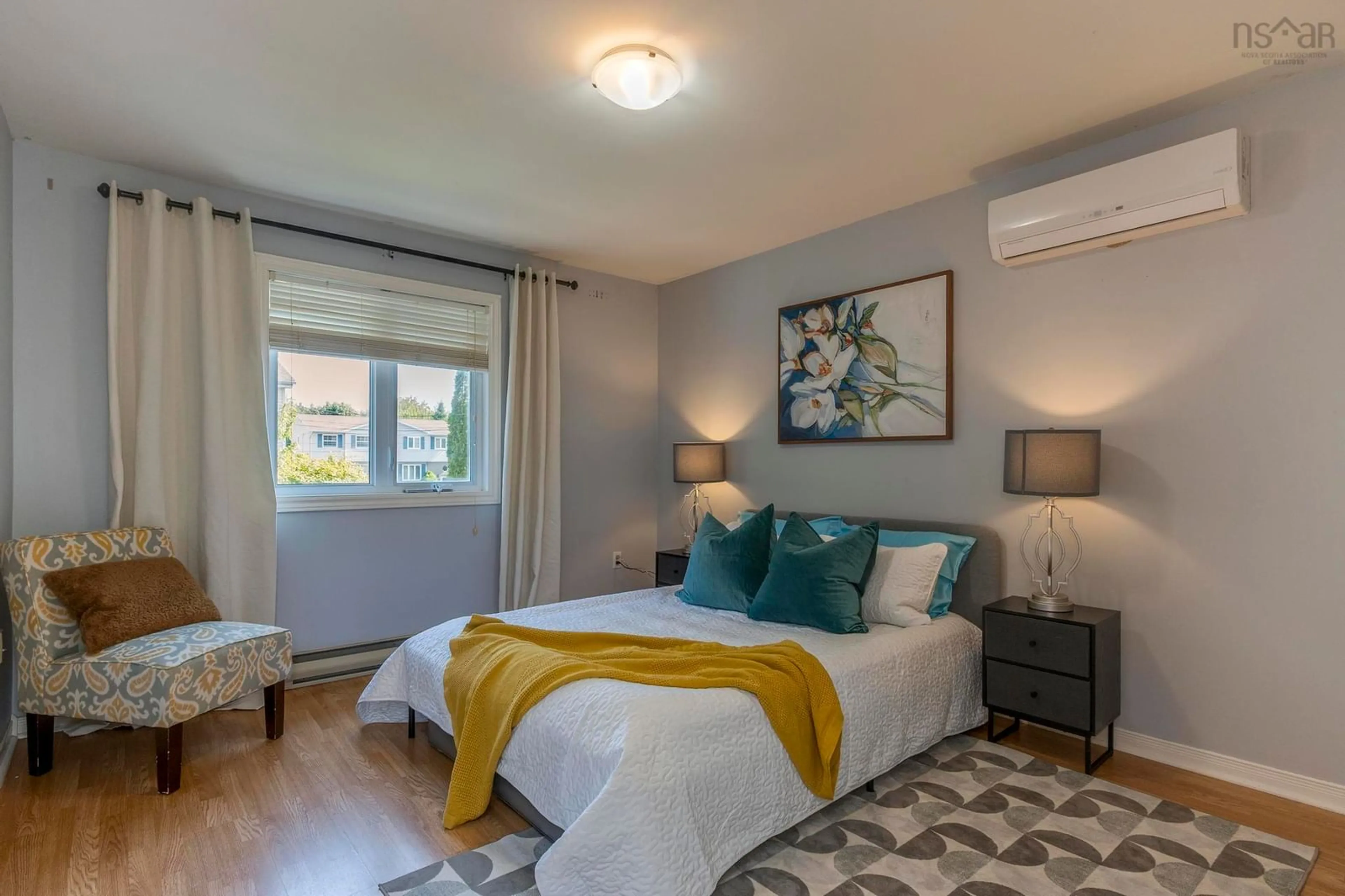 Bedroom with bed, wood/laminate floor for 18 Anahid Crt, Bedford Nova Scotia B4A 3X2